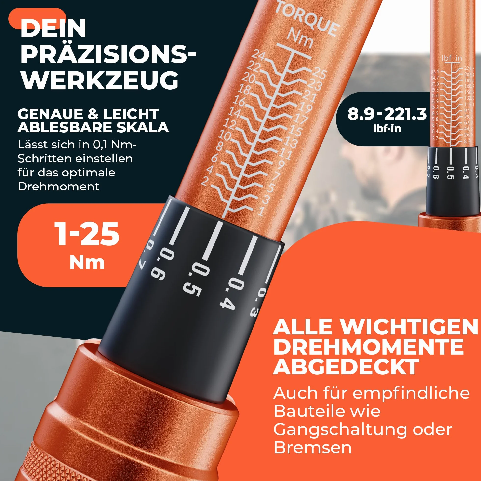 Fortura® Klucz Dynamometryczny Do Roweru 1-25 Nm 1/4 Mały - Zestaw