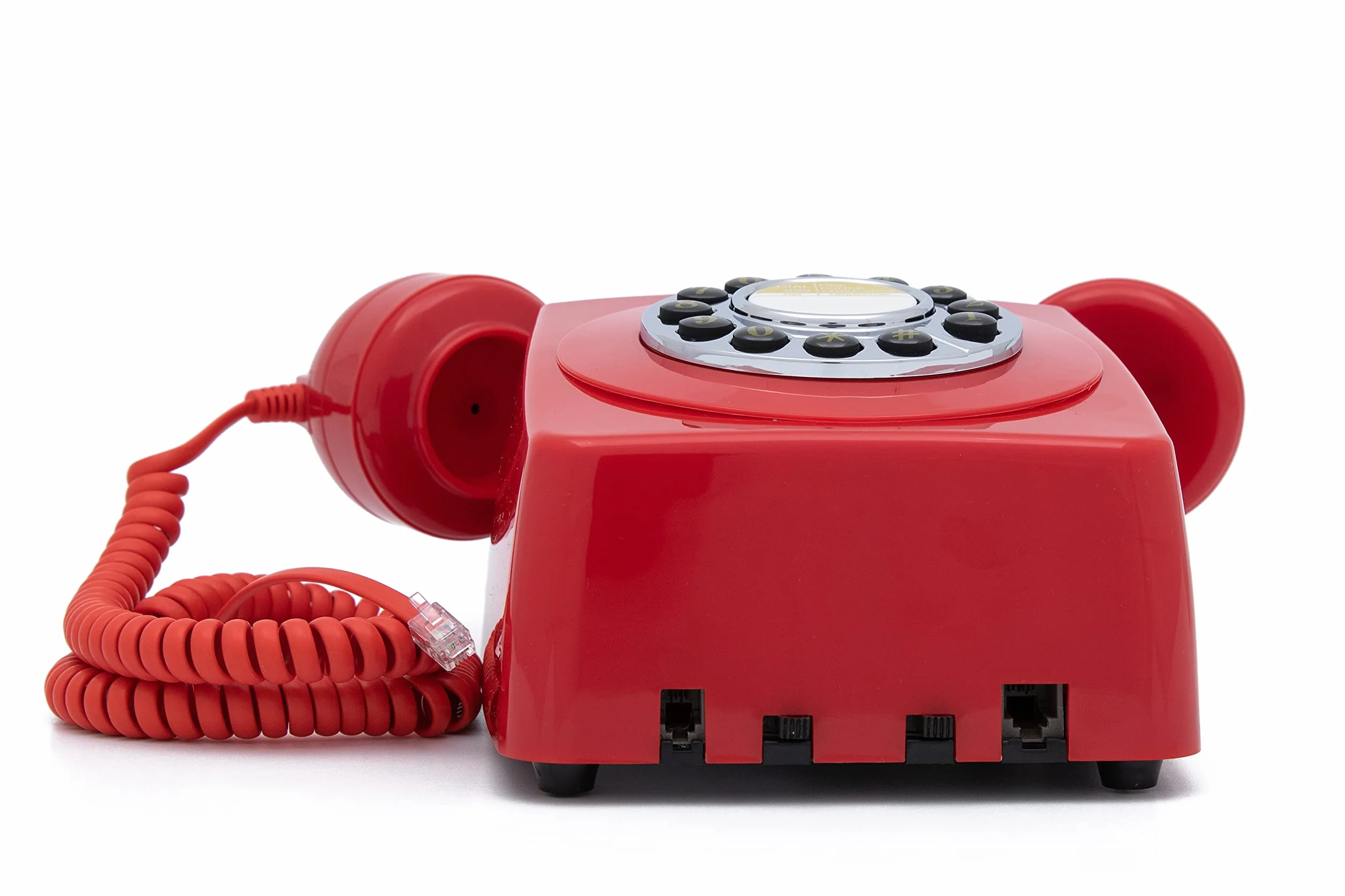 GPO 746WALL Retro telefon stacjonarny na ścianę, czerwony, z autentycznym dzwonkiem