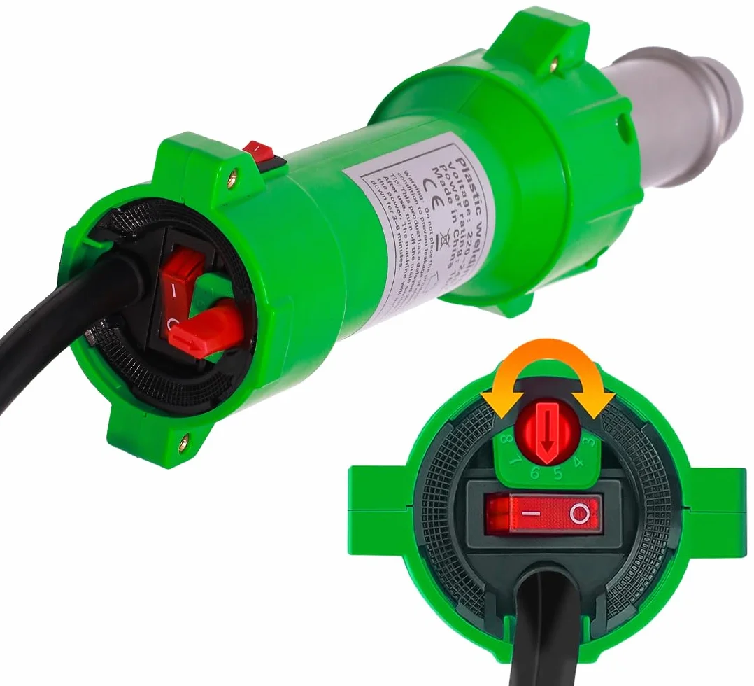1600 W Termiczny pistolet spawalniczy do tworzyw sztucznych Lutownica na gorące powietrze, z dyszami, ze światłem LED, z silikonowym wałkiem do szycia i mosiężnym wałkiem do szycia