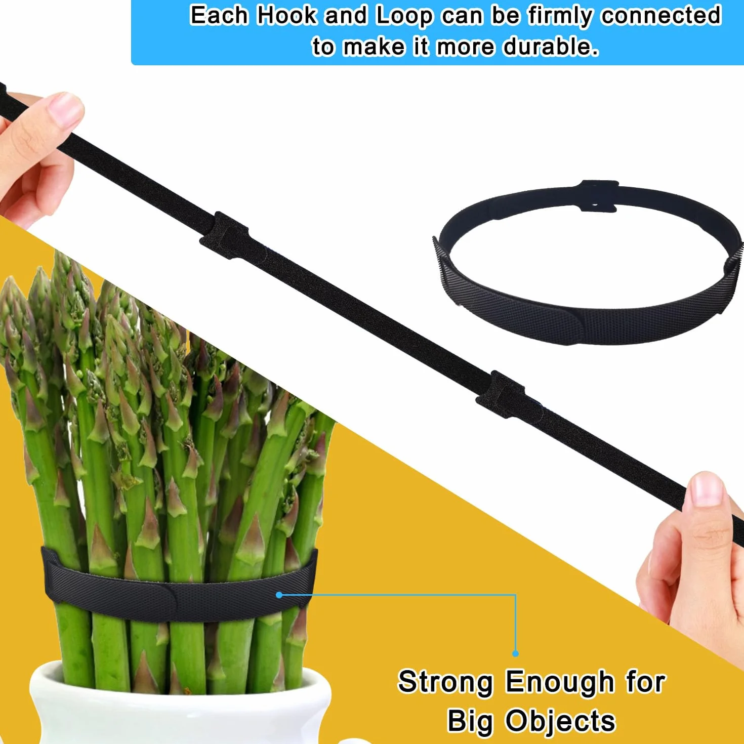 Opaska kablowa, 100 szt., pasek na zarysowania, opaska kablowa, 200 mm x 12 mm, wielokrotnego użytku, łatwe do przycięcia, do przechowywania i organizacji wszystkich kabli, szerokość 12 mm