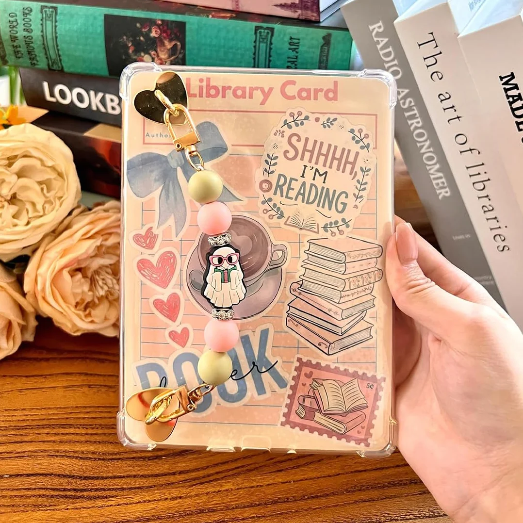 1 szt. Bransoletka z duchem do Kindle, ręczny uchwyt na czytnik e-booków 6-8 cali, kompatybilna ze smartfonami / iPadami mini 3,5-8 cala, lekka i odporna na kradzież, akcesoria Kindle