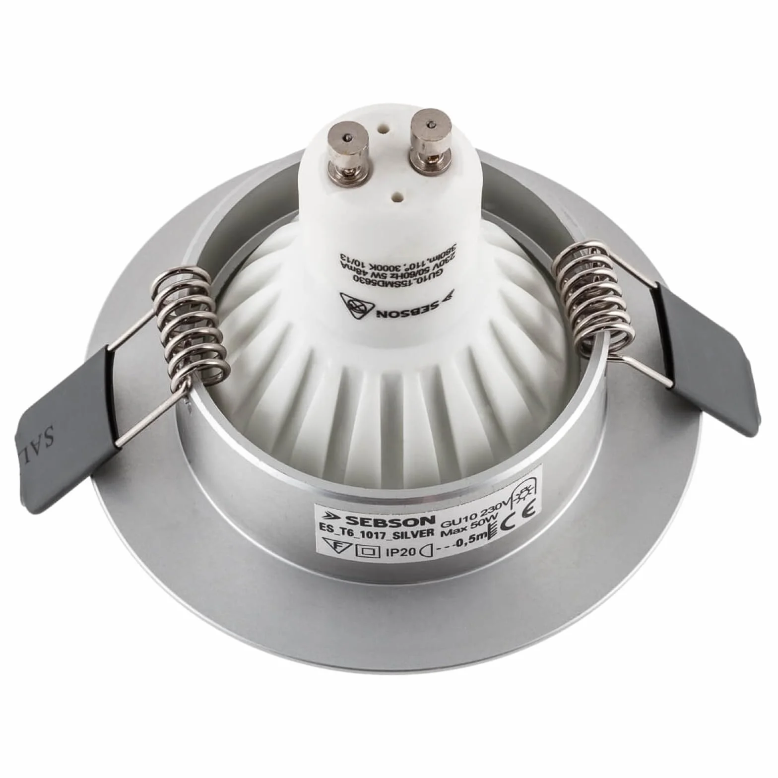 SEBSON Reflektor do zabudowy okrągły szczotkowane aluminium, rama montażowa średnica otworu 65 mm, sufit spot z oprawą GU10 do LED/halogenów