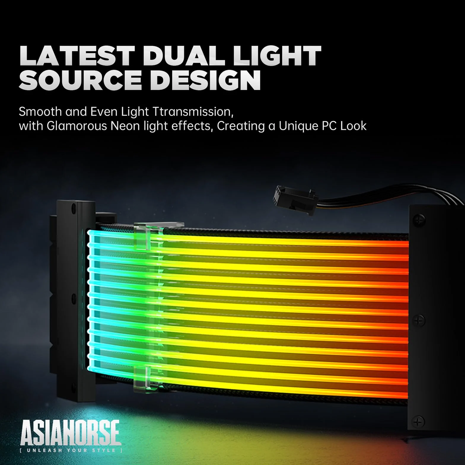 AsiaHorse kabel 24PIN ATX RGB adresowalny przedłużacz zasilacza 18AWG 25CM