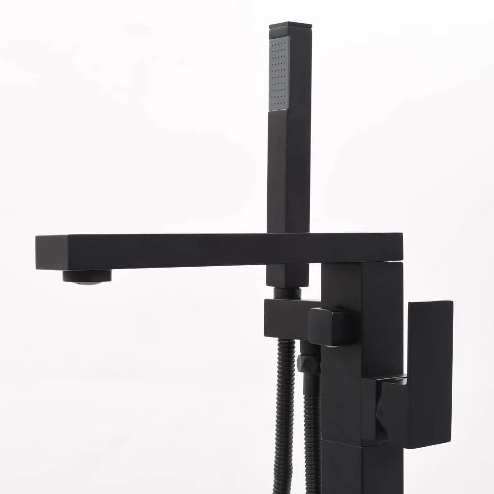 Wolnostojąca armatura wannowa czarna stal szlachetna 90 cm z słuchawką prysznicową, wąż 150 cm, wlot do wanny, wlot wody, wylot wanny, bateria mieszakowa do renowacji łazienki