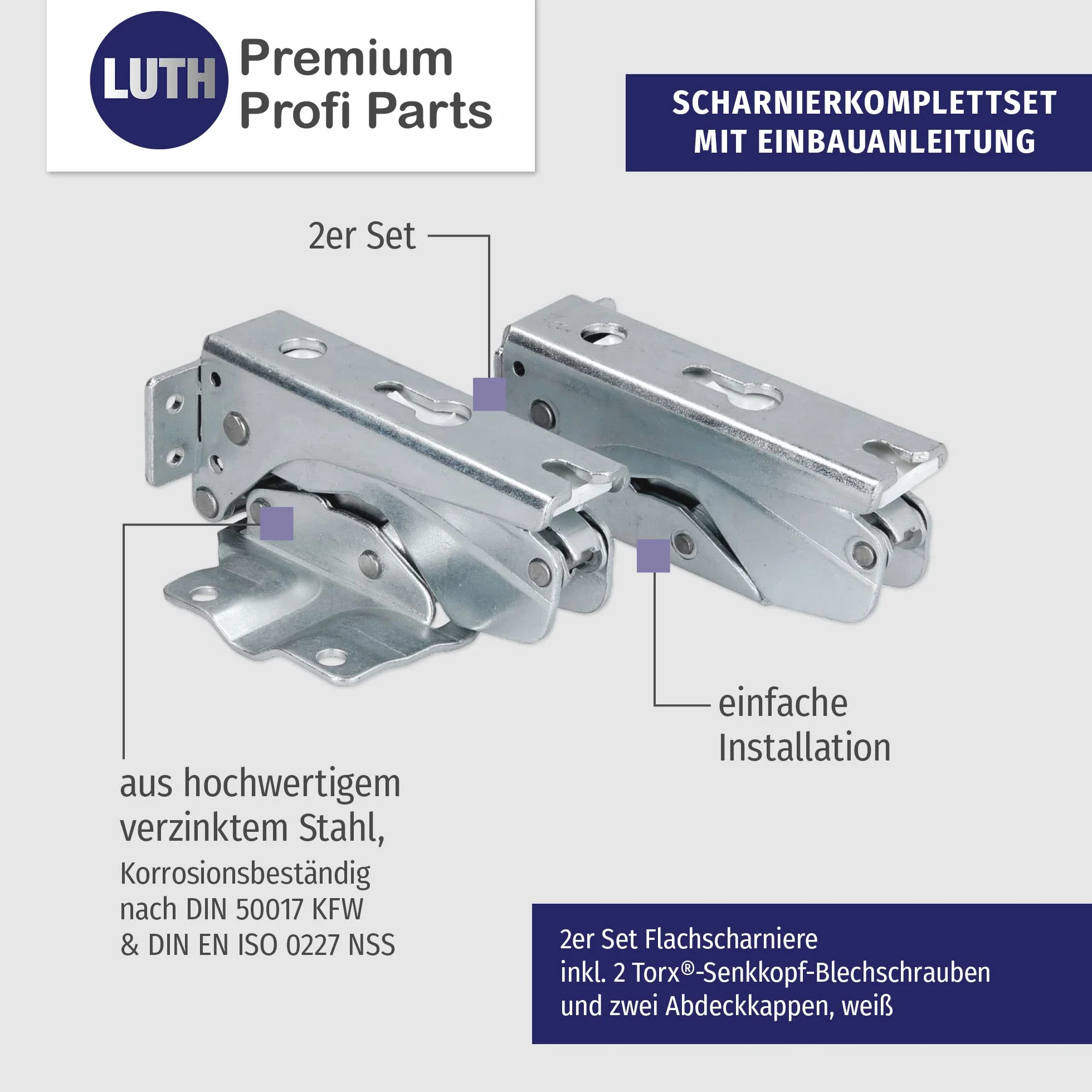 LUTH Premium Profi Parts Zawias drzwiowy zestaw zawiasów do lodówki, kompatybilny z Bosch Siemens Neff AEG Constructa Balay 00481147 481147
