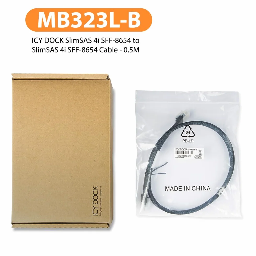 ICY DOCK MB306L-B kabel do transmisji danych SlimSAS SFF-8654 4i 50 cm