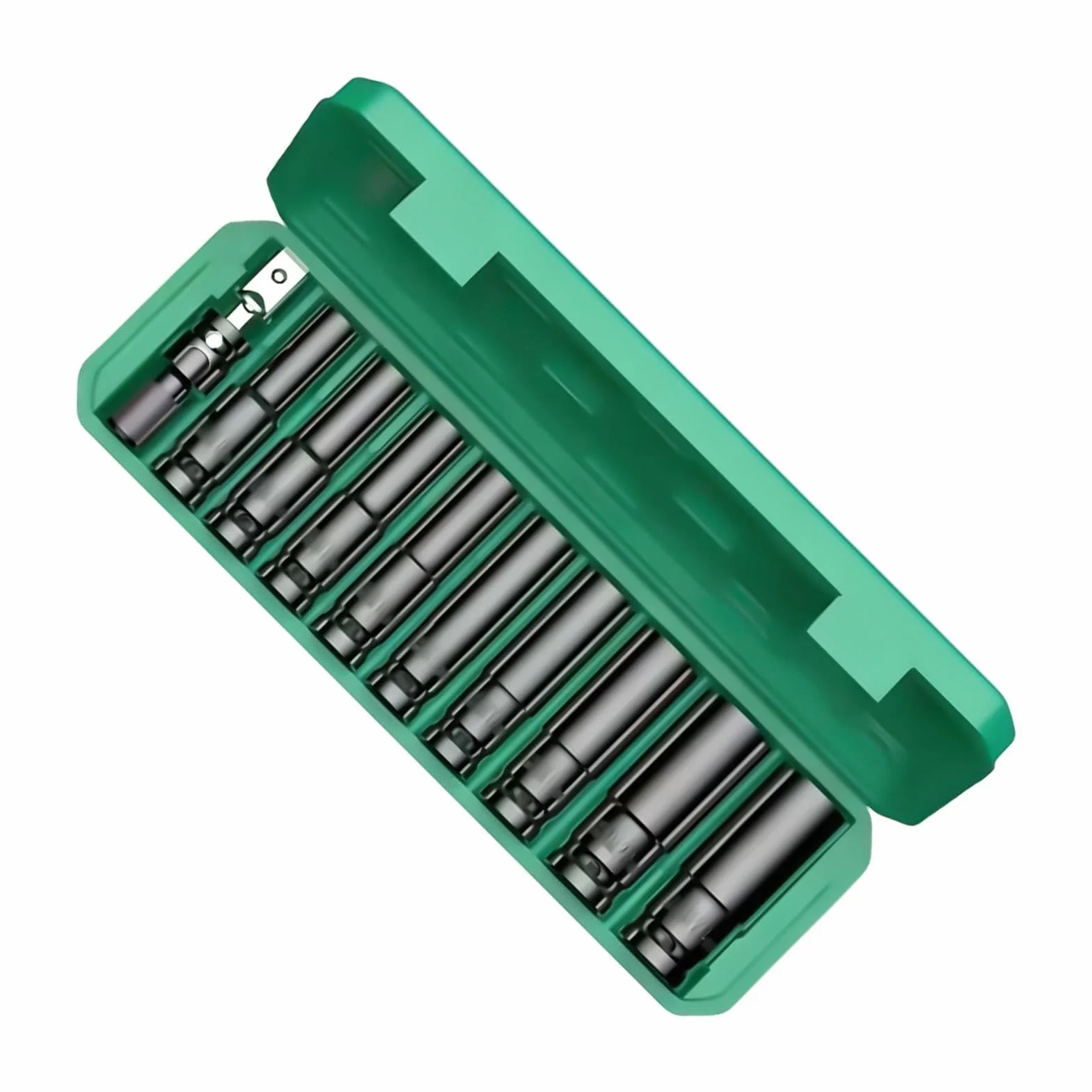Bit Nasadowy Hex Z Adapterem Ciasno Pasującym 10-24 mm | Zestaw Głębokich Nasad Do Pneumatyki Do Konserwacji Przemysłowej, Domu, Garażu, Warsztatu, Dla
