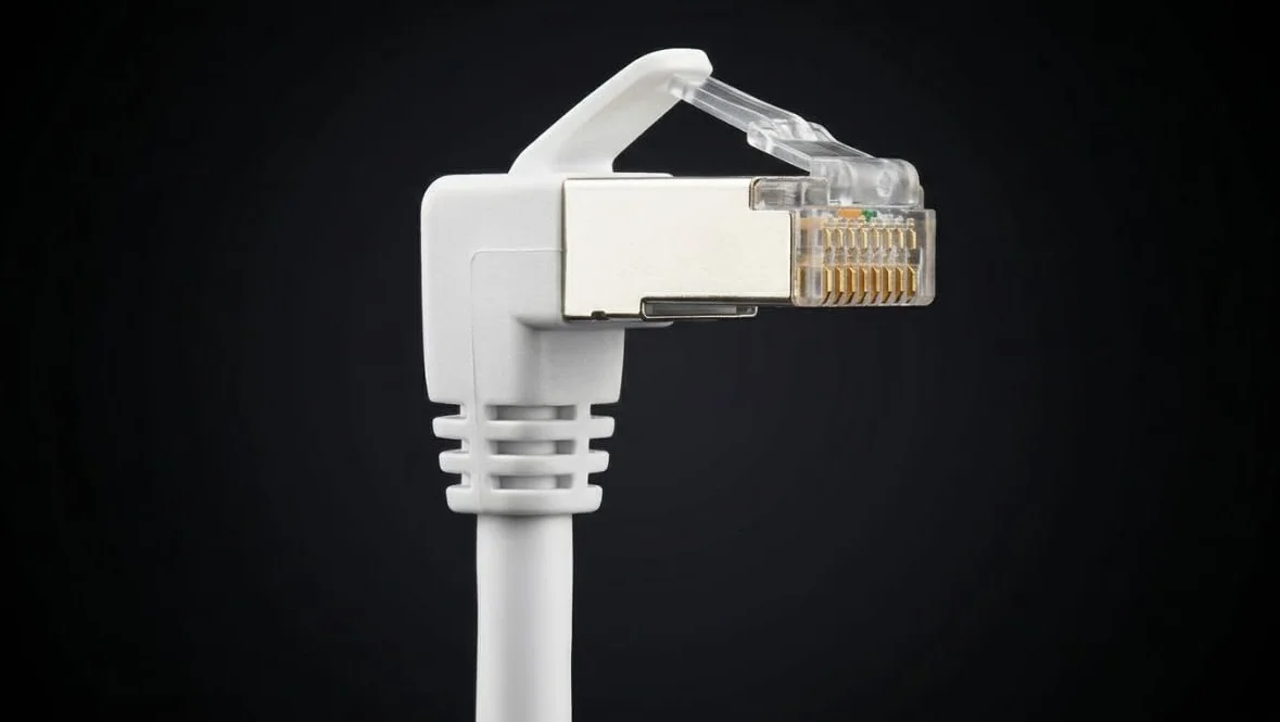 Kabel kątowy LAN Cat 6 90° 5,0 m S/FTP PIMF RJ45 Gigabitowy kabel krosowy szary