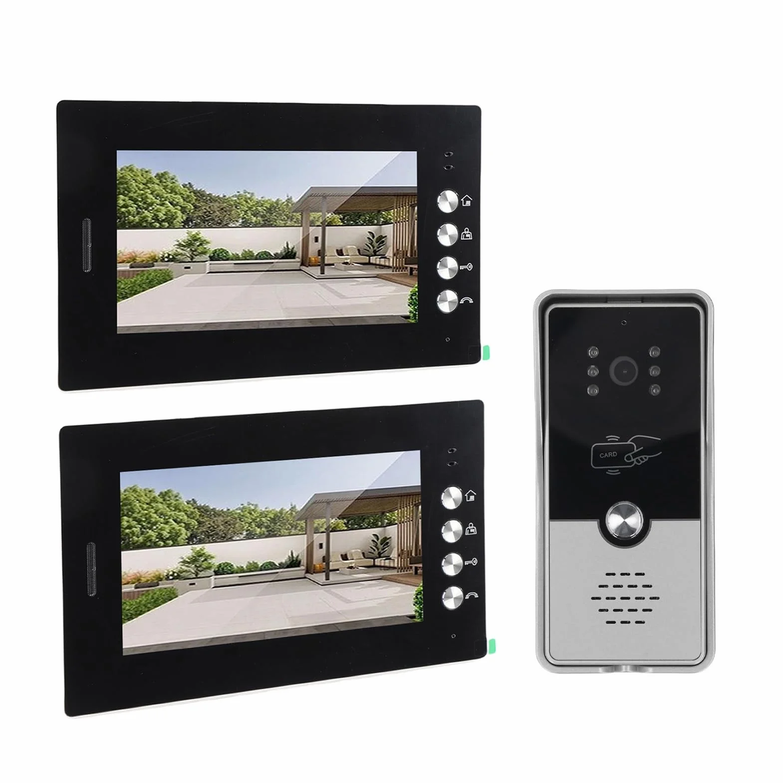 Dpofirs HD Przewodowy System Domofonów Wideo, Szerokie Kąt Kątowy 120 ° Połączowy Telefon Wideo, Wbudowany Adapter Zasilający 6 Karty (wtyczka UE)