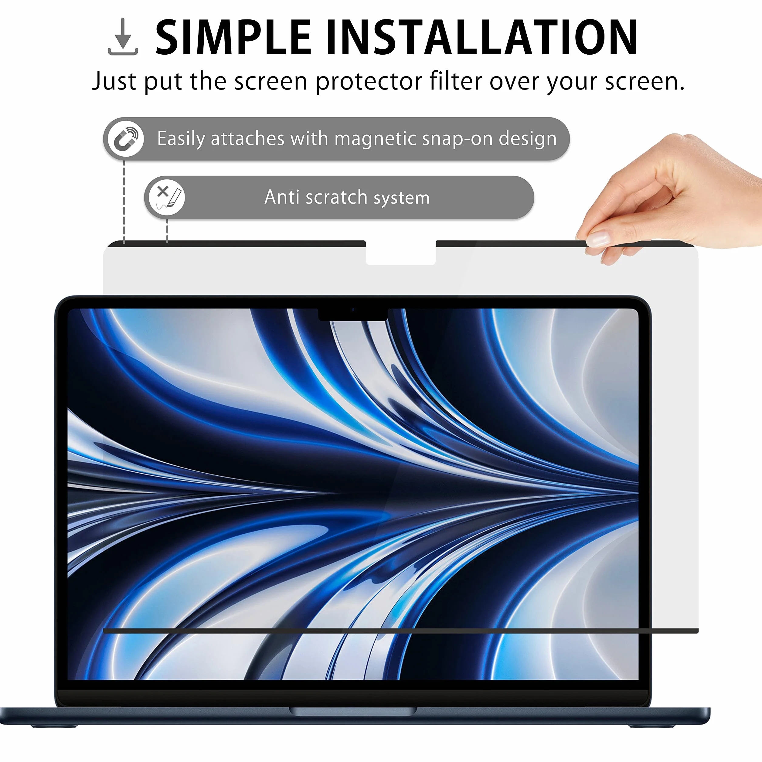 MyGadget Folia Prywatyzująca do MacBook Air 13,6 cala (2022) M2 A2681 Magnetyczna Filtr Anti Spieg
