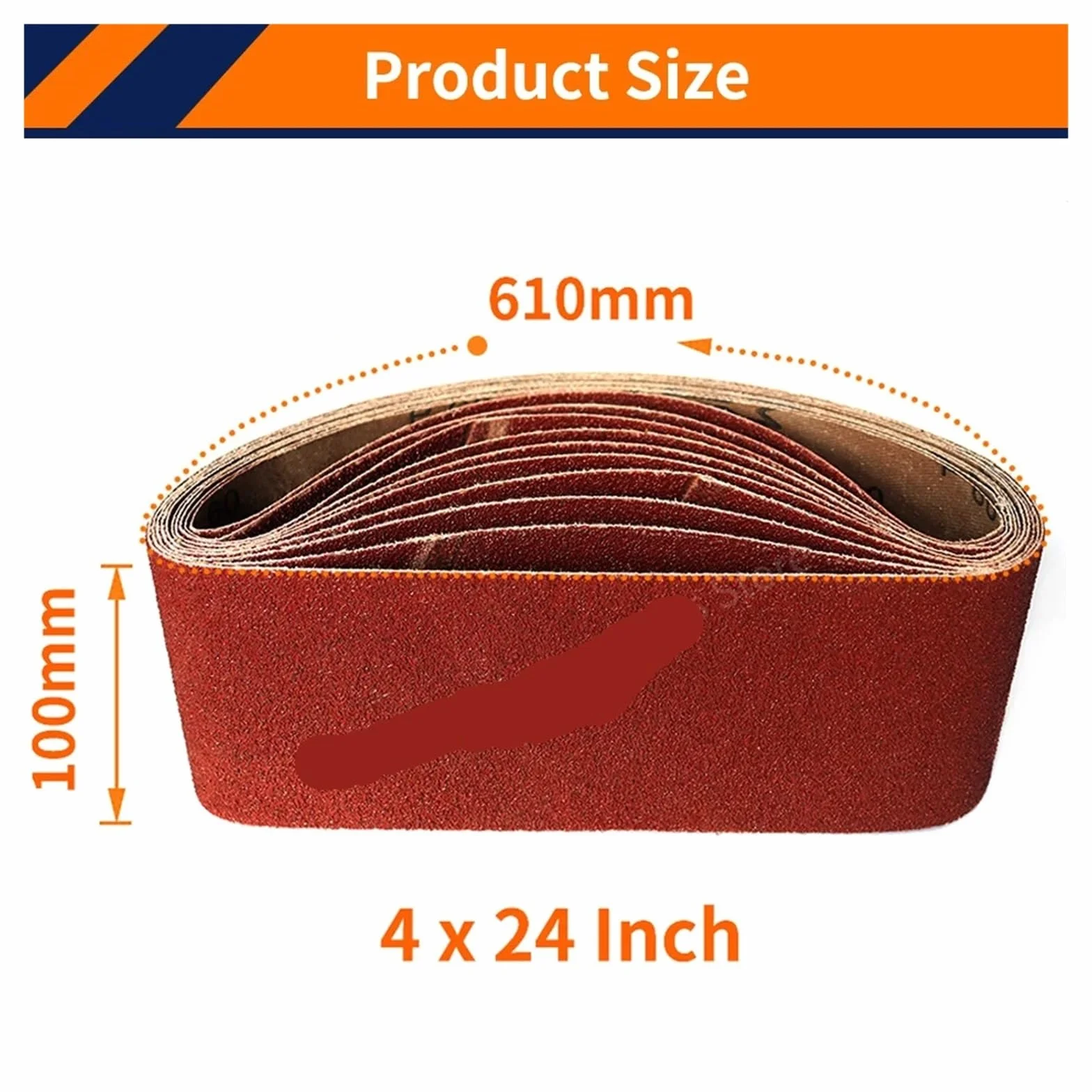 Pasy szlifierskie, Taśmy szlifierskie 100x610 mm 40-1000 Ziarnistość Tlenek glinu 10 szt.(150)
