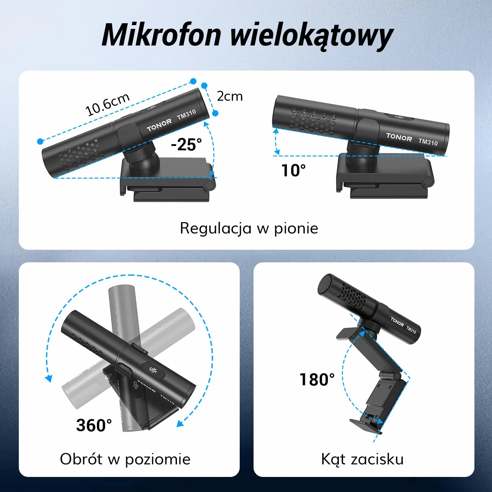TONOR Mikrofon USB do komputera PC, laptopa, regulowany, konferencyjny, Skype, YouTube, MacOS Windows