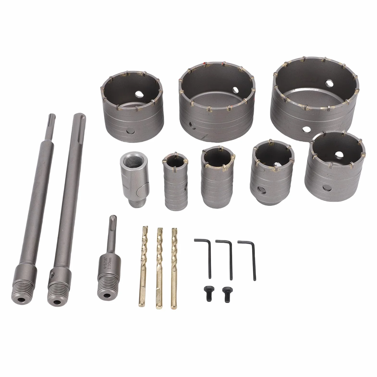 Jeffergarden Zestaw Otwornic do Betonu 7 szt. Zestaw Otwornic ze Stali Wolframowej 30 do 110 Mm z Chwytem SDS Plus Max Szybkozłącze Worek na pył Wiercenia w ścianach w Cegle Betonowej