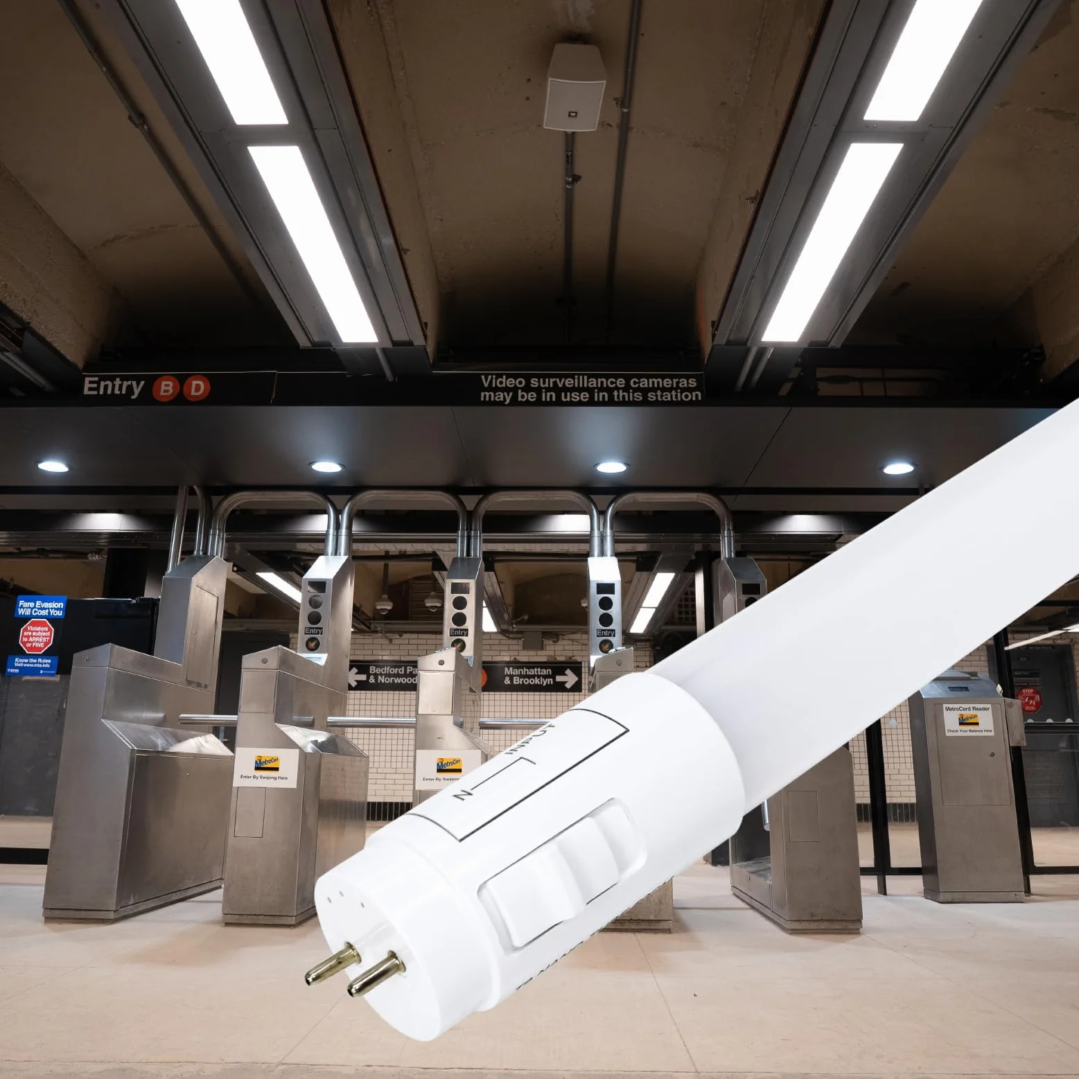 LED ATOMANT Opakowanie z 4 lampkami LED 120 cm 18 W, CCT (przełącznik wyboru koloru ciepła biel, neutralna biel lub zimna biel), 2200 lumenów, rozrusznik w zestawie, norma T8