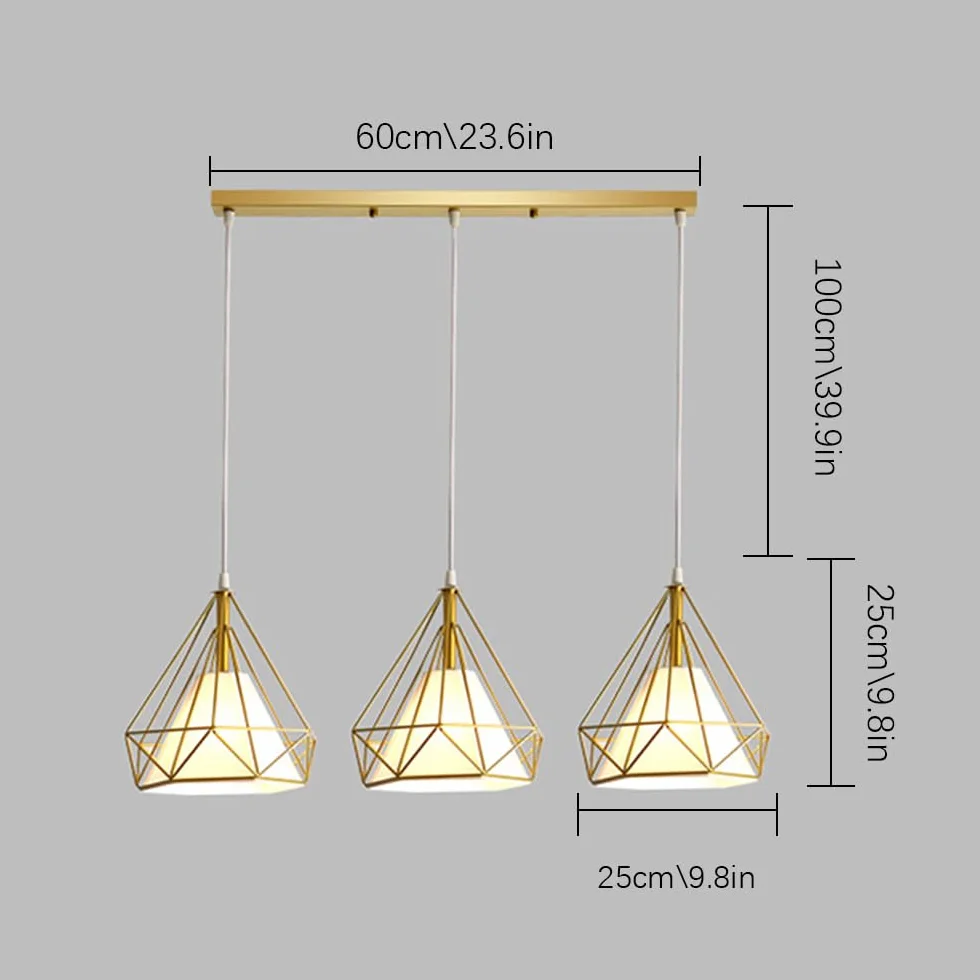 Lampa wisząca z 3 światłami w podstawie E27 z abażurem z tkaniny, oprawa oświetlenia wewnętrznego z metalową klatką, przemysłowa lampa wisząca w stylu vintage do sypialni, jadalni, wiejskiego domu