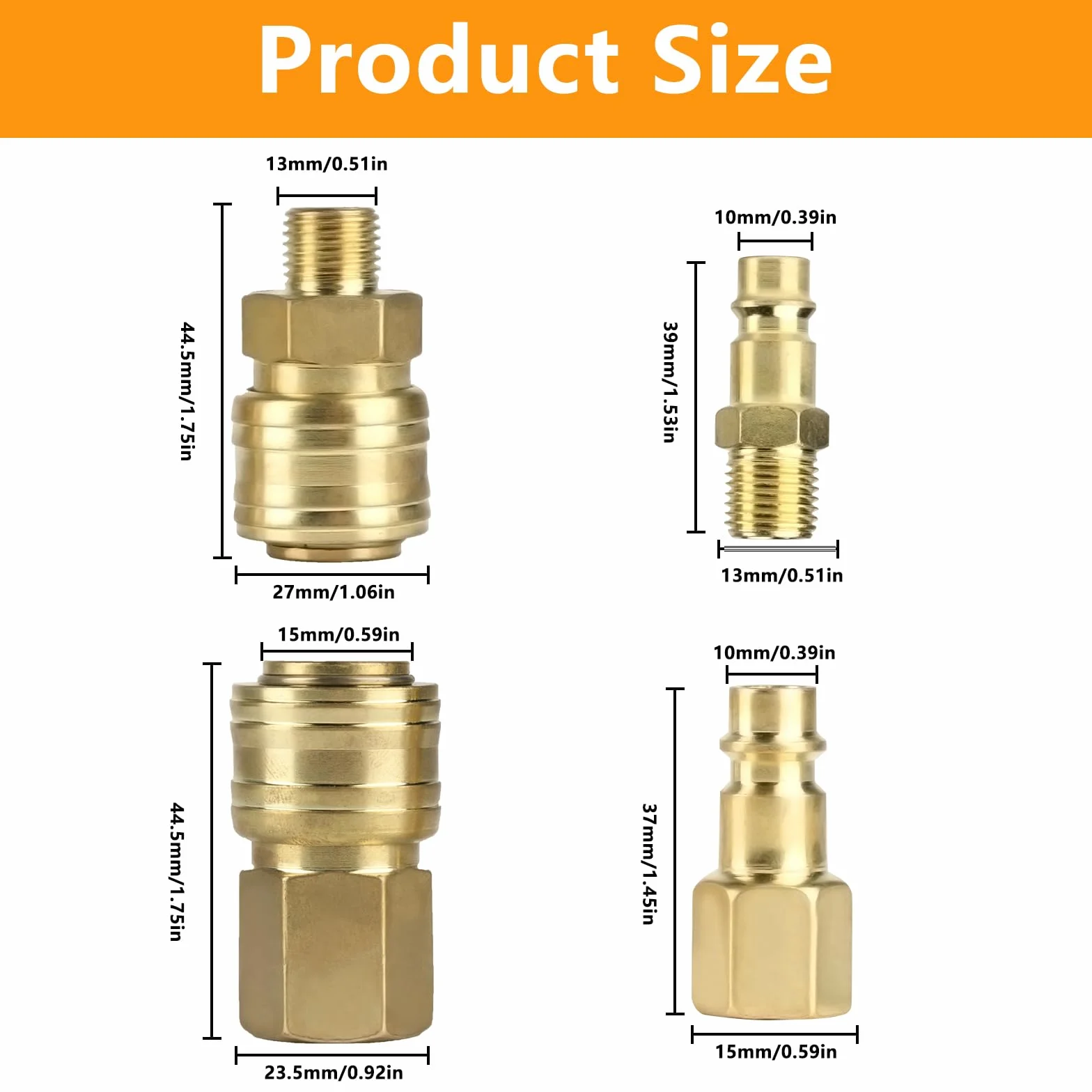 10 szt. złączek pneumatycznych 1/4" BSP, szybkozłączka, przyłącze sprężonego powietrza, szybkozłączka do węża kompresora, złącze sprężonego powietrza 1/4 cala, złączki sprężonego powietrza