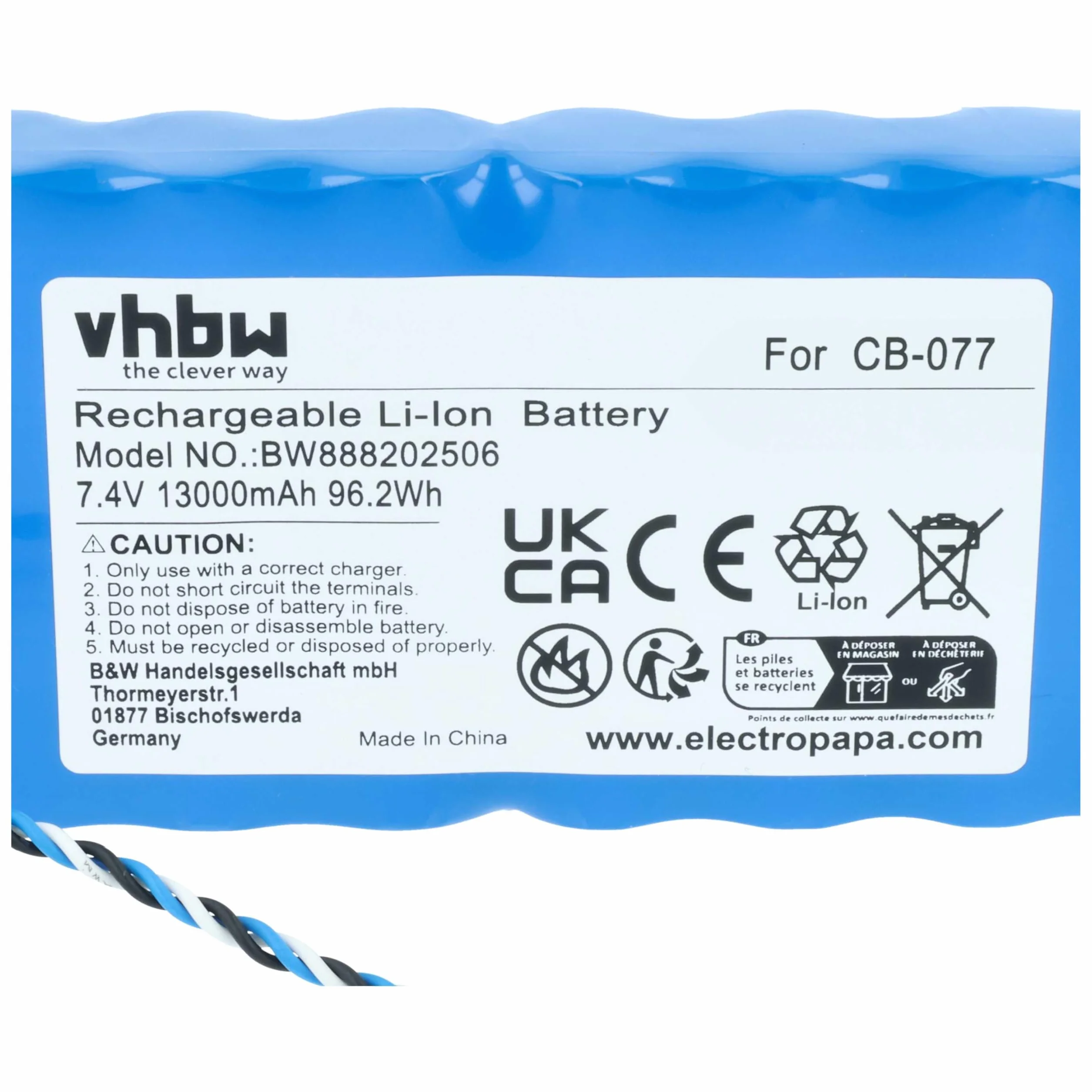 vhbw wymienny akumulator do Promax CB-077 do narzędzi pomiarowych (13000mAh, 7,4V, Li-ion)