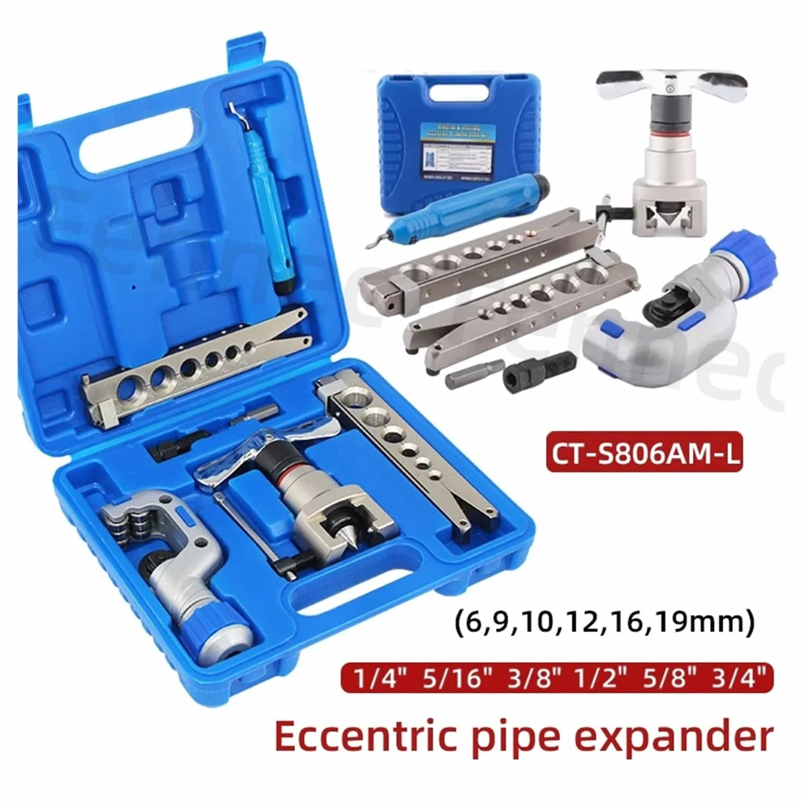 Power Tubing Expander, Zestaw naprawczy do klimatyzacji, narzędzie do rozszerzania rur miedzianych, CT-S806AM-L, ręczny elektryczny, dwufunkcyjny, metryczny i calowy Narzędzie do rozszerzania