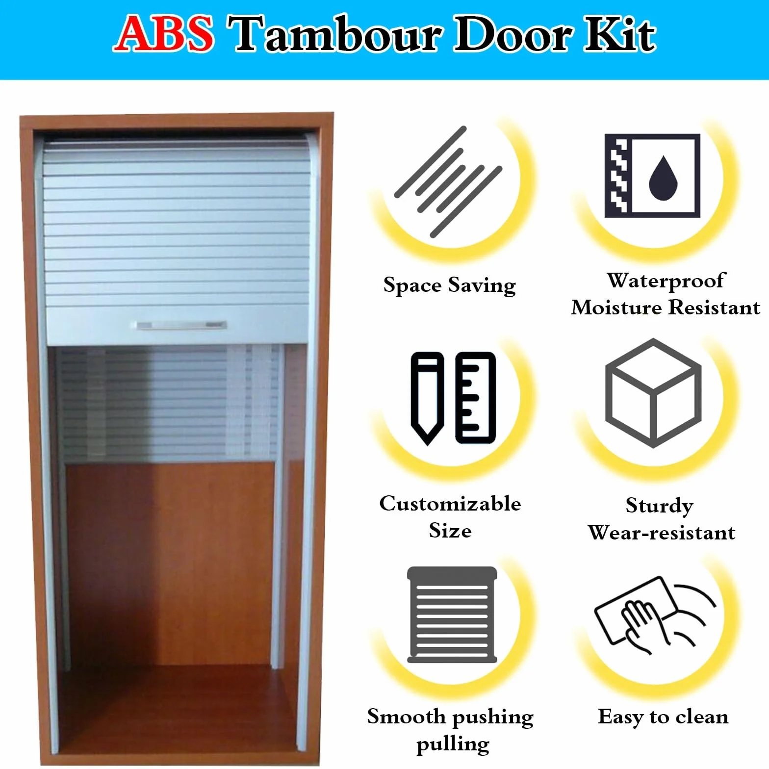 Zestaw drzwi przesuwnych Tambour Door Decorativ do szafek kuchennych, proste, wielokrotnego użytku, listwowe drzwi przesuwne Tambour do kampera/kampera/szafki na sprzęt AGD, niewie
