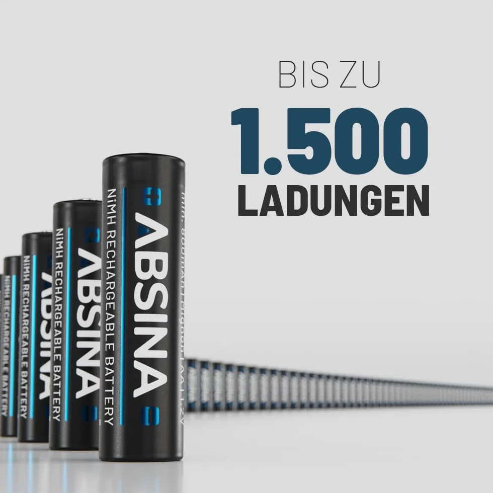ABSINA 8 x bateria solarna AA do ponownego ładowania 800 mAh 1,2 V NiMH – baterie solarne AA do lamp solarnych – akumulatory solarne AA z niskim samorozładowaniem