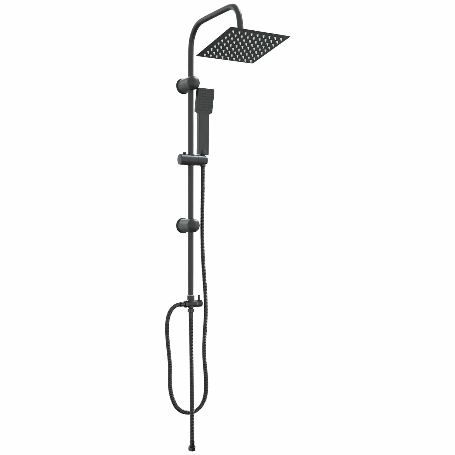 System prysznicowy ze stali nierdzewnej, czarny, 47 x 20 x 95 cm, z słuchawką prysznicową i głowicą prysznicową 2 w 1, oszczędność wody z funkcją masażu, regulowany deszczownicę do łazienki i