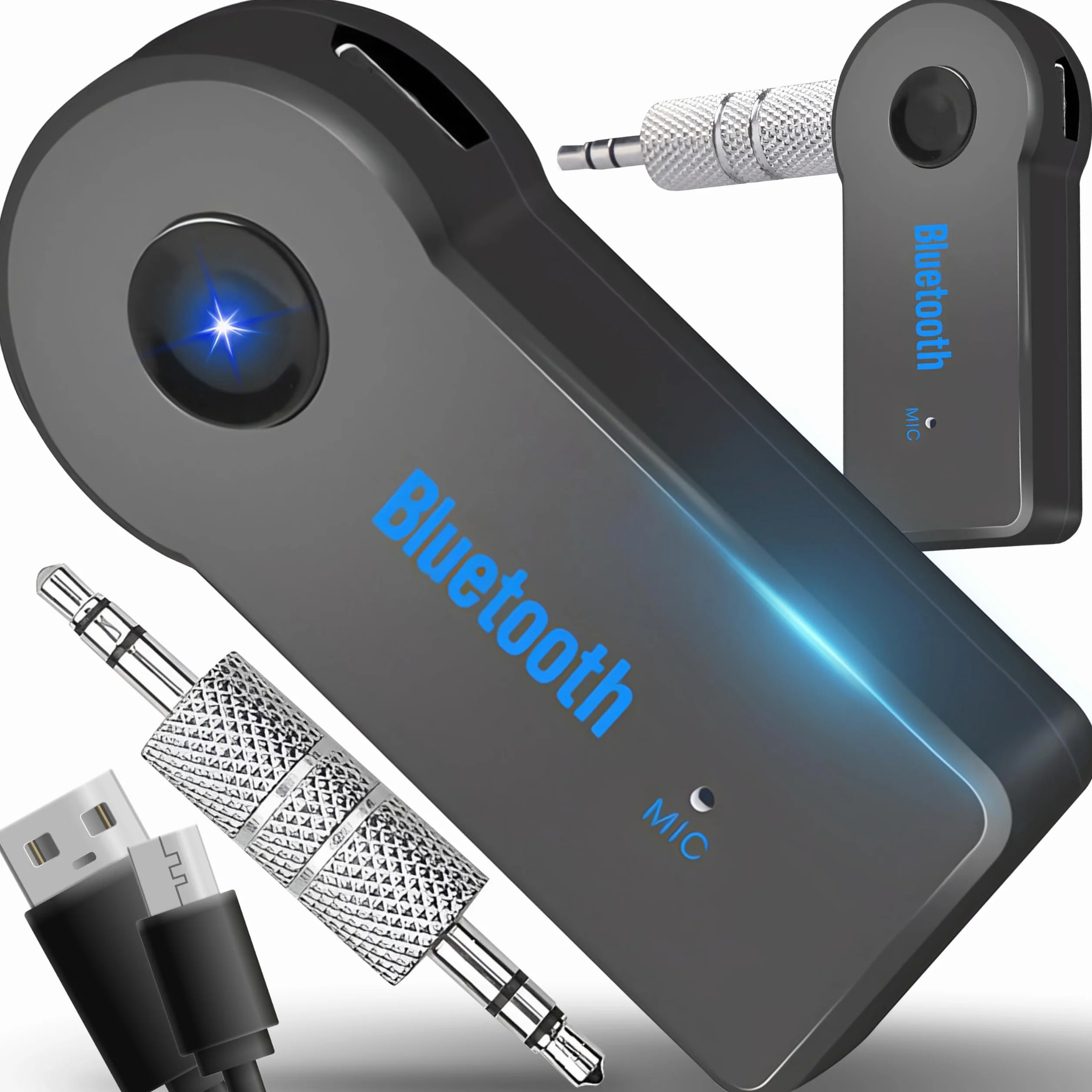 Retoo AUX Auto 3.0 bezprzewodowy adapter Bluetooth z zestawem głośnomówiącym, odbiornik do słuchania muzyki do 8 godzin czasu pracy baterii, przenośny adapter audio do systemów stereo