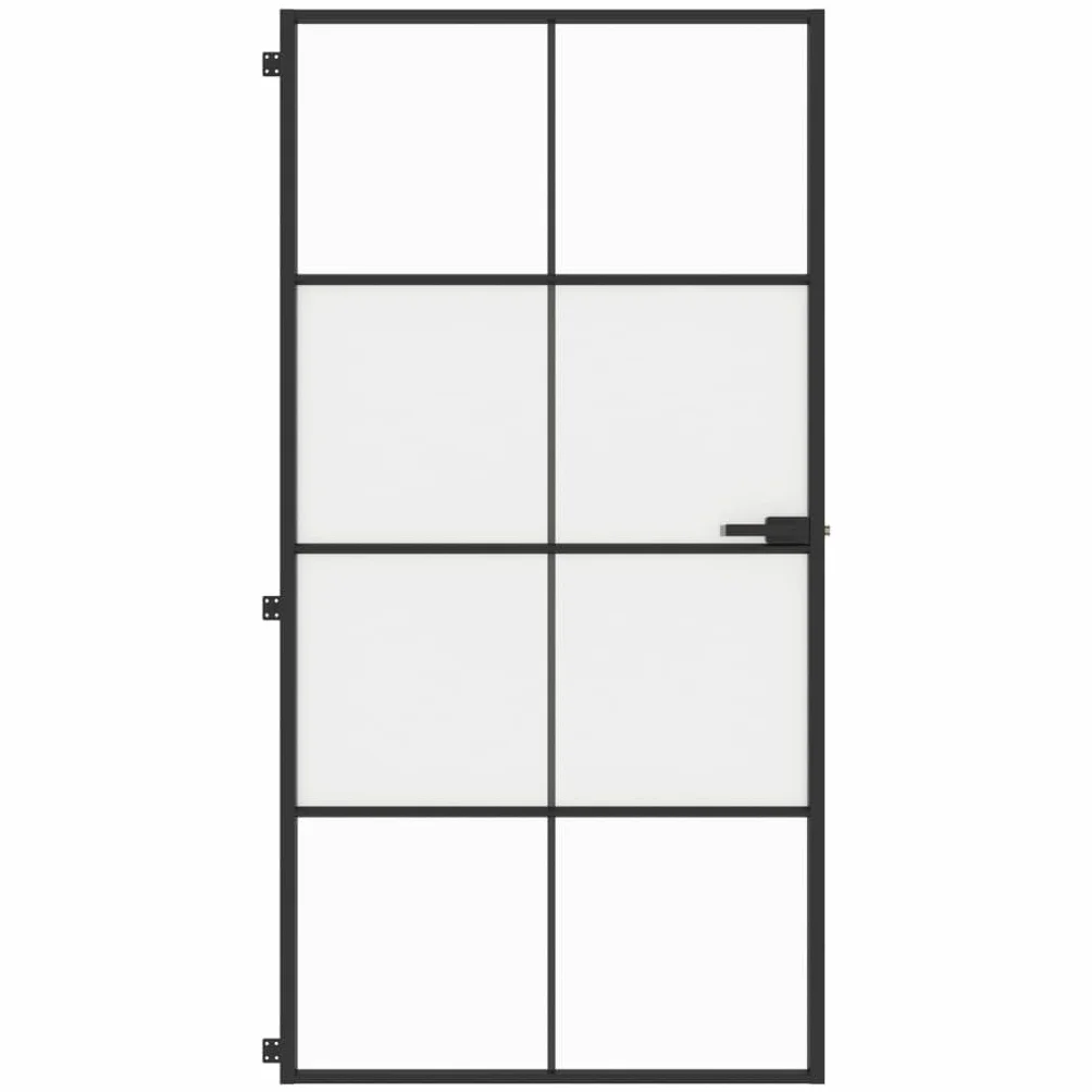 Drzwi wewnętrzne wąskie czarne 102,5 x 201,5 cm szkło hartowane i aluminiumSprzęt Materiały budowlane Drzwi domowe