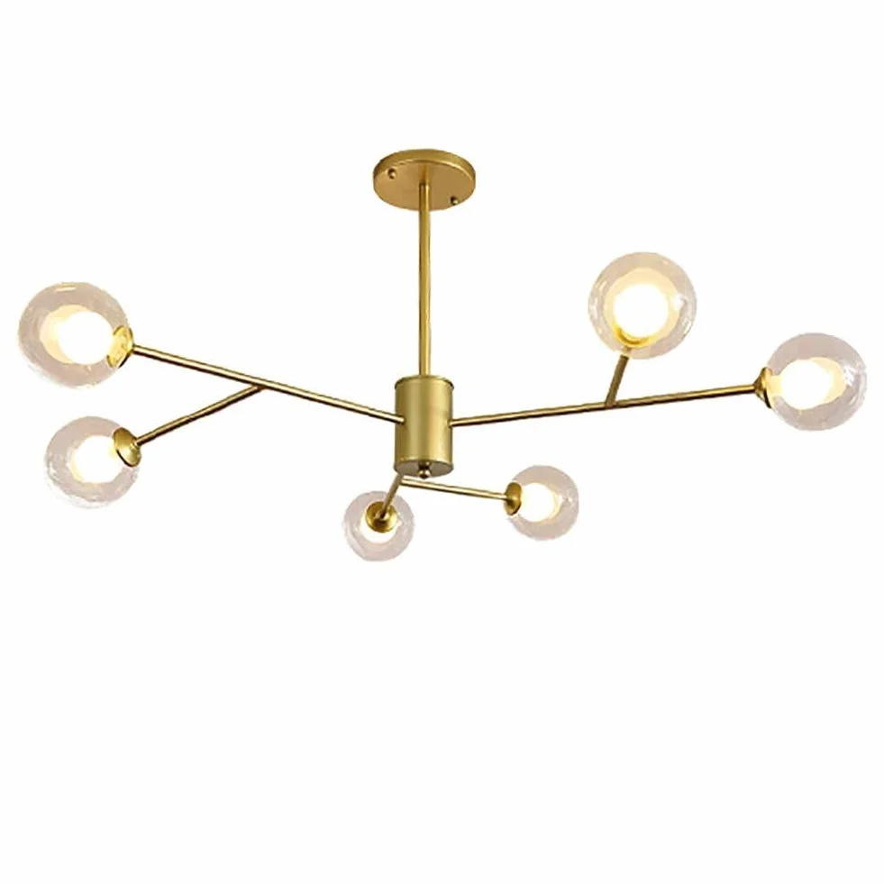 Przezroczyste metalowe żyrandole Sputnik Nowoczesny Vintage Lampa Wisząca Lampy Sufitowe do Sypialni Salon Jadalnia Restauracja, 6 9 12 15 18 (6 Głowy)