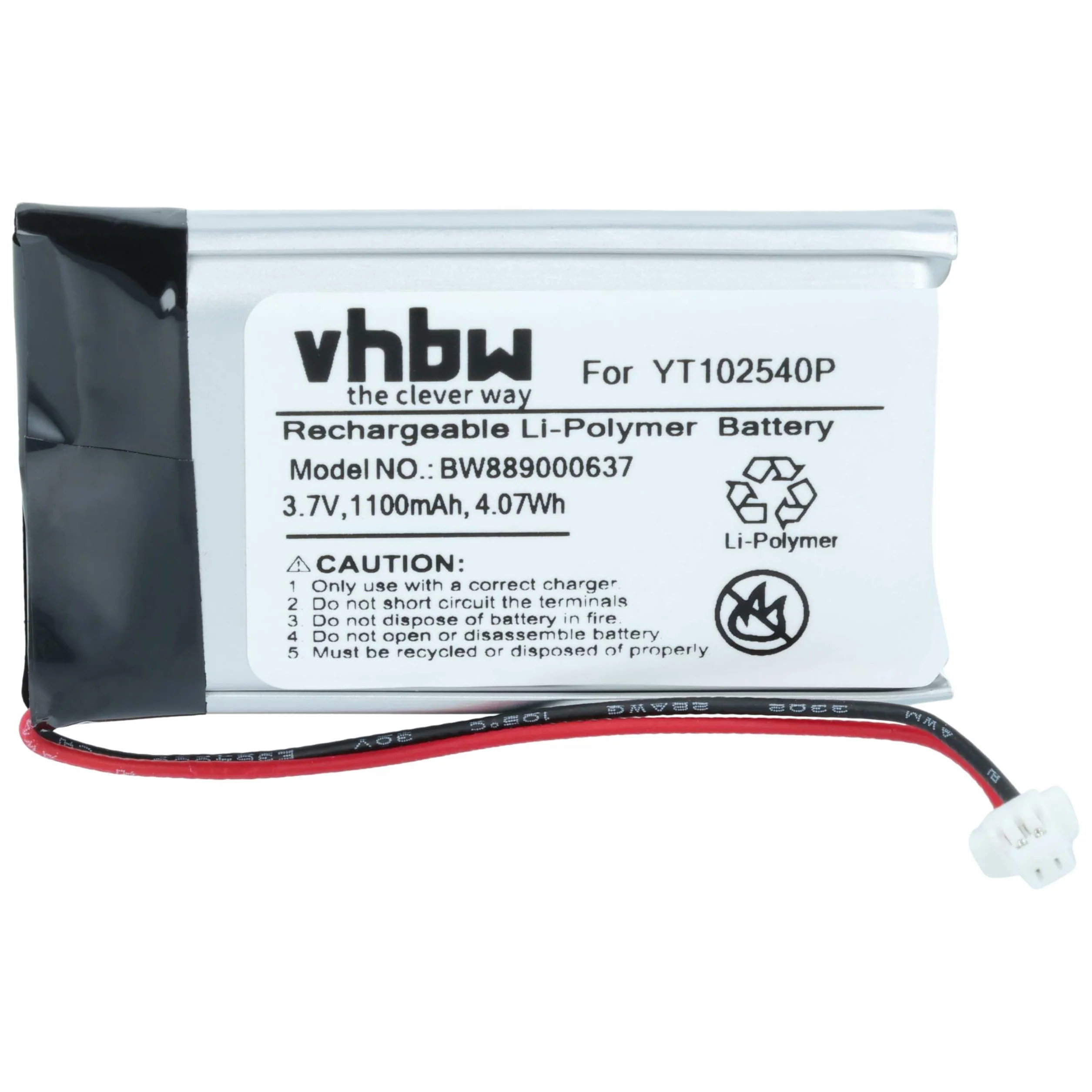 vhbw bateria zastępcza Sena YT102540P 1100mAh 3,7V Li-Poly do słuchawek bezprzewodowych