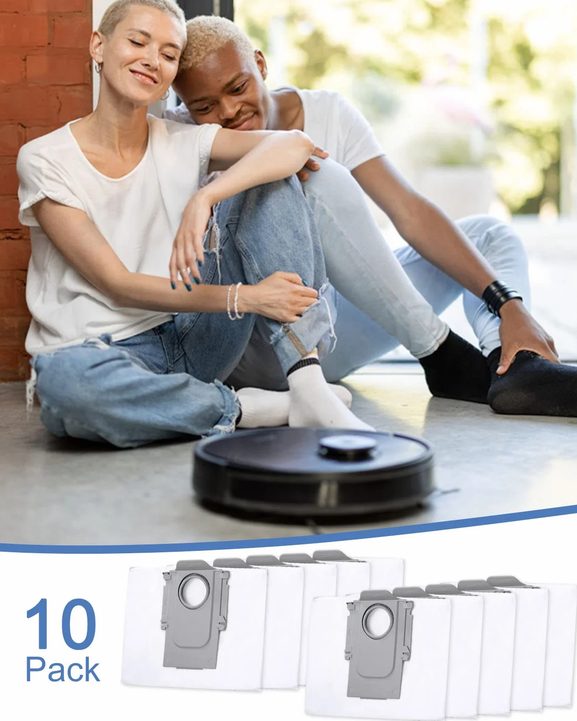 Zestaw 10 akcesoriów do worków na kurz stacji ssącej odkurzacza do Roborock S7 MaxV Ultra / S7 Pro Ultra / Q7+ / Q7 Max+ / Q5+/ T8, wymiana filtra o dużej pojemności akcesoria torba do odkurzacza