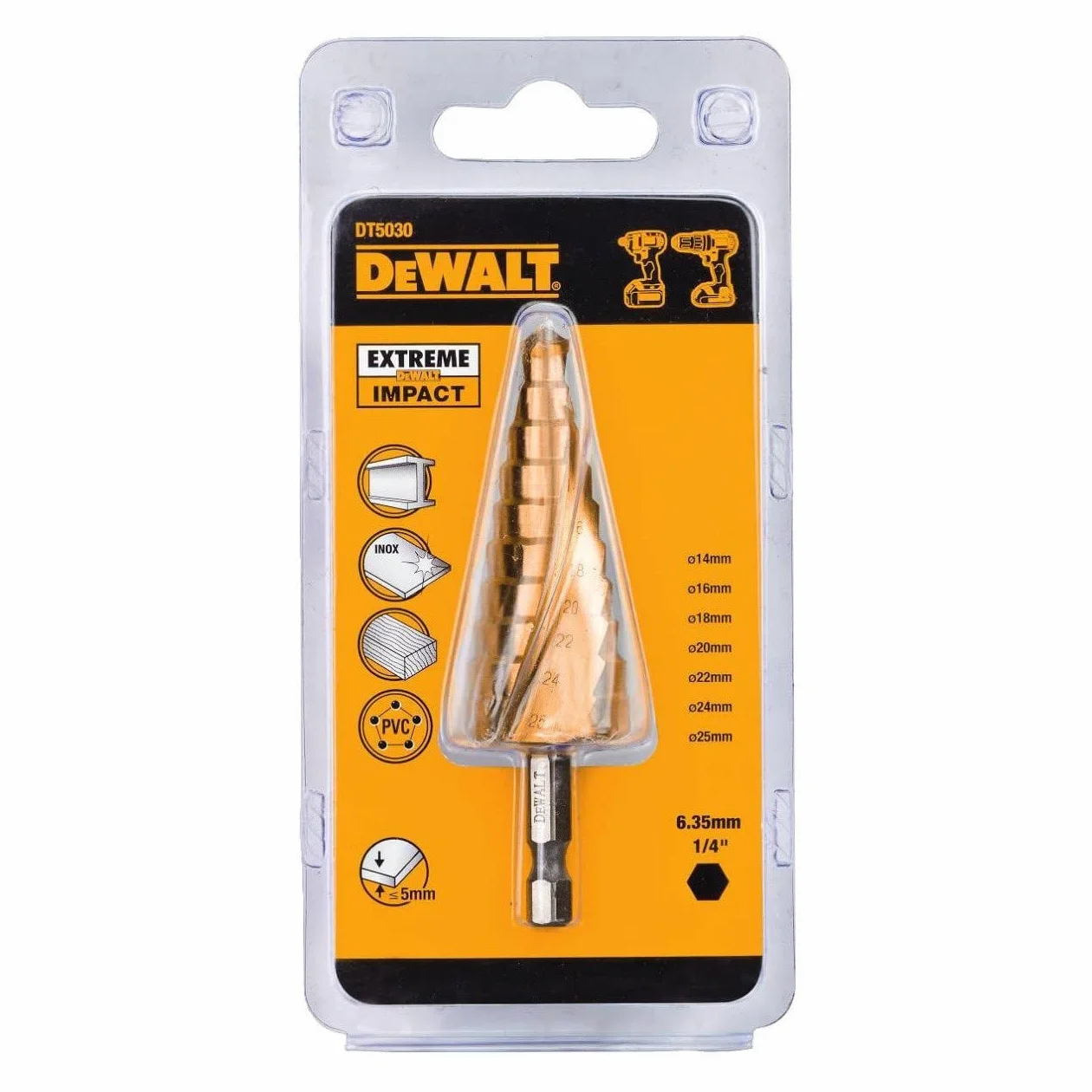 DEWALT Solidny Wiertło cónica do metal Extreme impact ø 14-25mm dla profesjonalistów i majsterkowiczów do pracy profesjonalnej 25mm