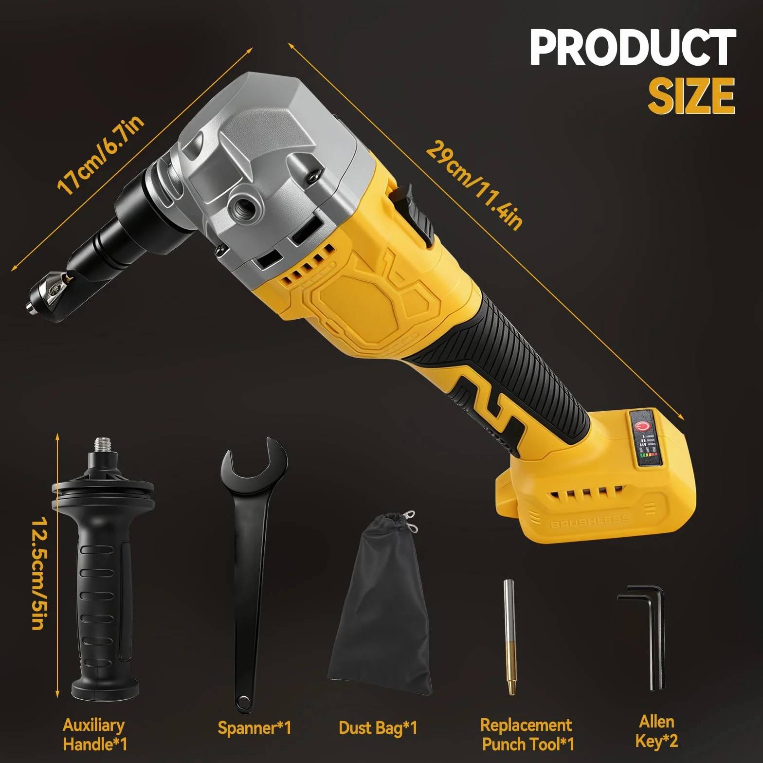 Akumulatorowe nożyce do blachy, kompatybilny z Dewalt 18/20 V, 2200 obr./min, 800 W, bezszczotkowe nożyce do metalu, obracany o 360°, 3-stopniowy stopień cięcia stali nierdzewnej, aluminium (bez