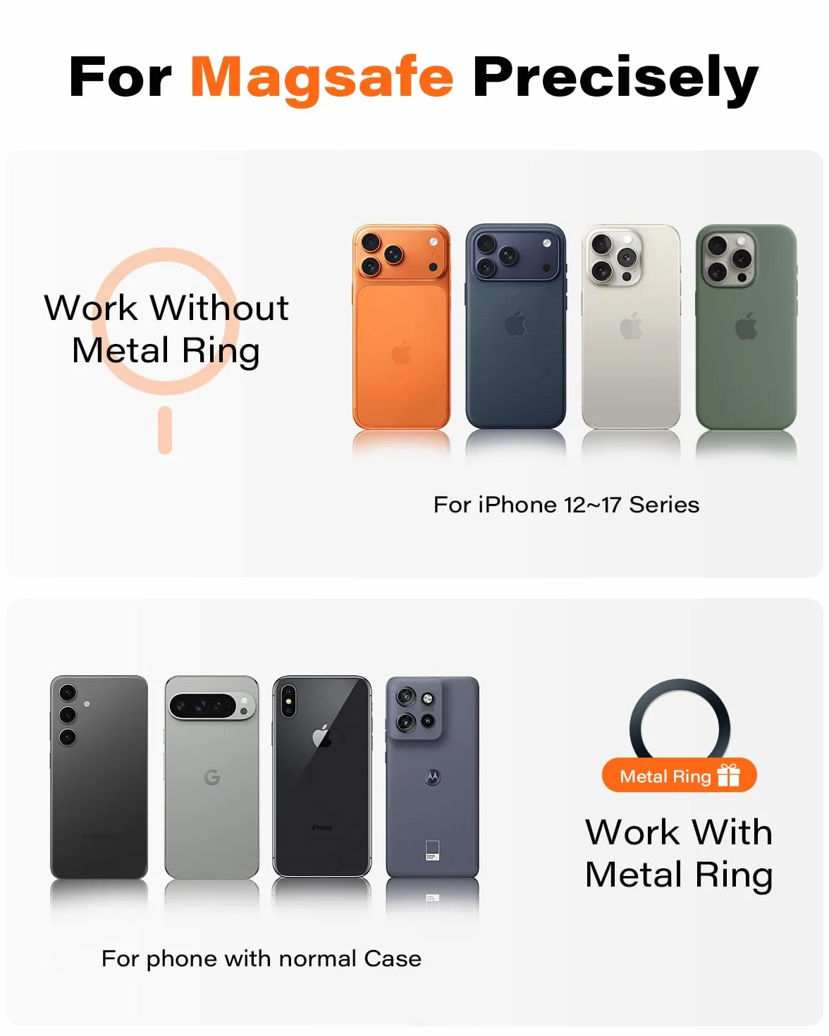 APPS2Car Mag-Safe magnetyczny uchwyt samochodowy na telefon do deski rozdzielczej kompatybilny iPhone 15 14 13 12 Pro Plus Max Mini 17 silnych magnesów