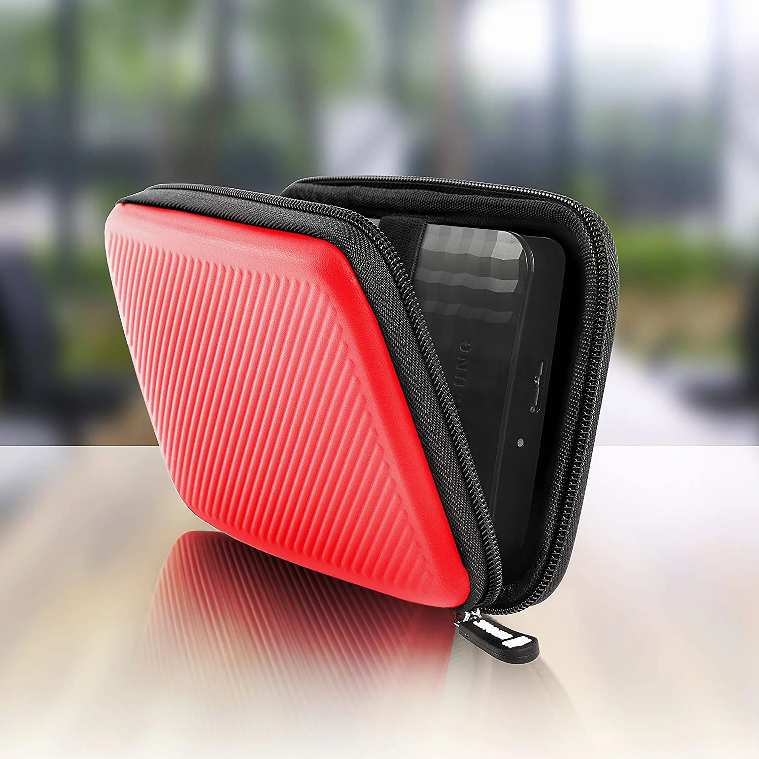 Duronic Etui na dysk twardy HDC2/RD czerwony przenośne EVA na zewnętrzny dysk twardy i kable odpowiednie dla Western Digital Toshiba Buffalo Hitachi