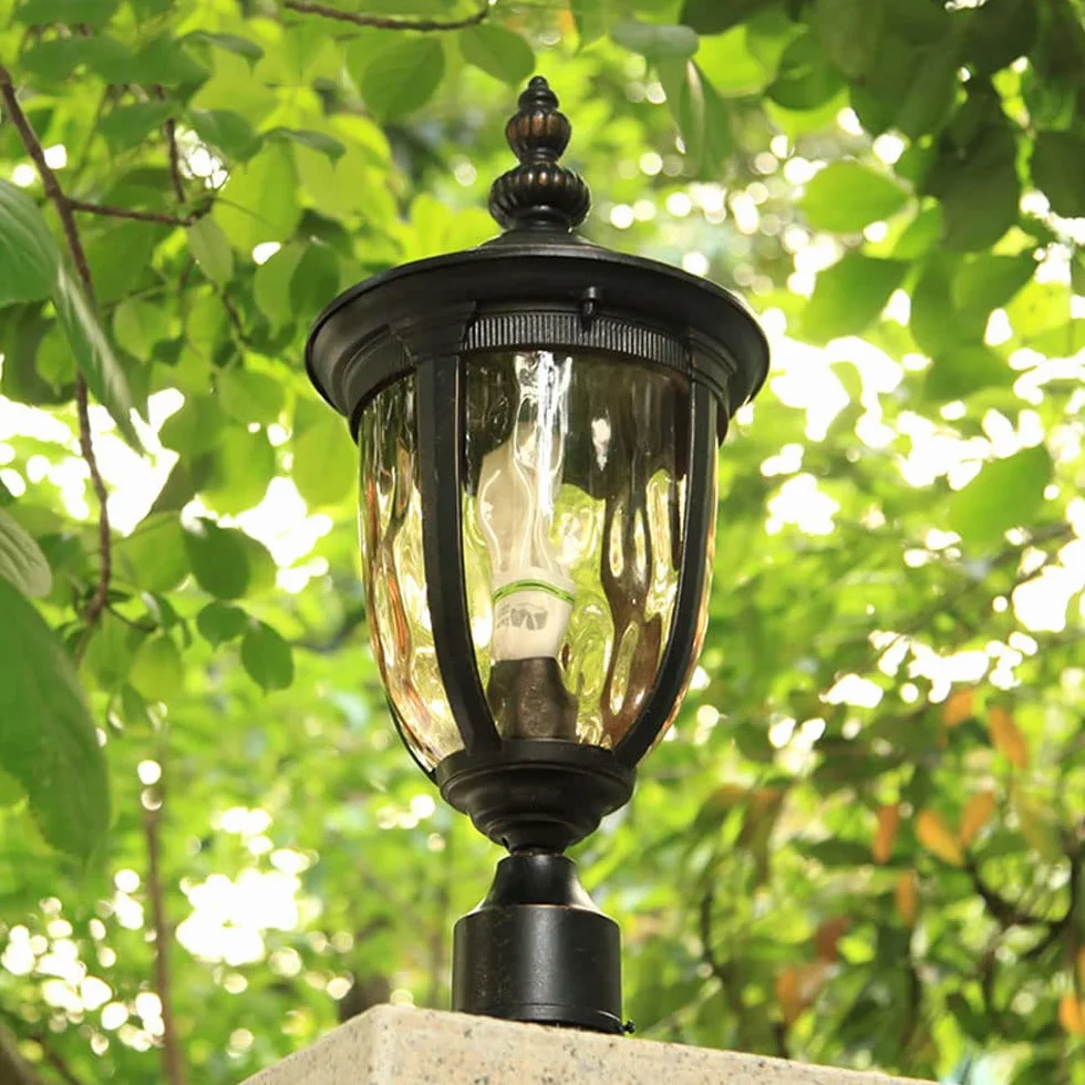 Lampy solarne, Wodoodporna Aluminiowa Obudowa I Szklana Lampa Słupkowa Nowoczesna Ogrodzeniowa(25cm)