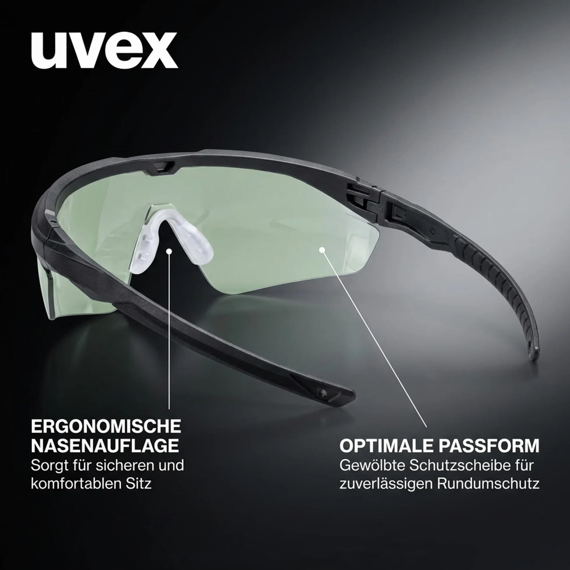 Uvex Apache Spec Variomatic - Okulary ochronne premium z etuikiem - Okulary skroniowe specjalnie dla władz i zastosowań taktycznych - Samoczyszczące, przeciwmgielne i odporne na zarysowania - STANAG