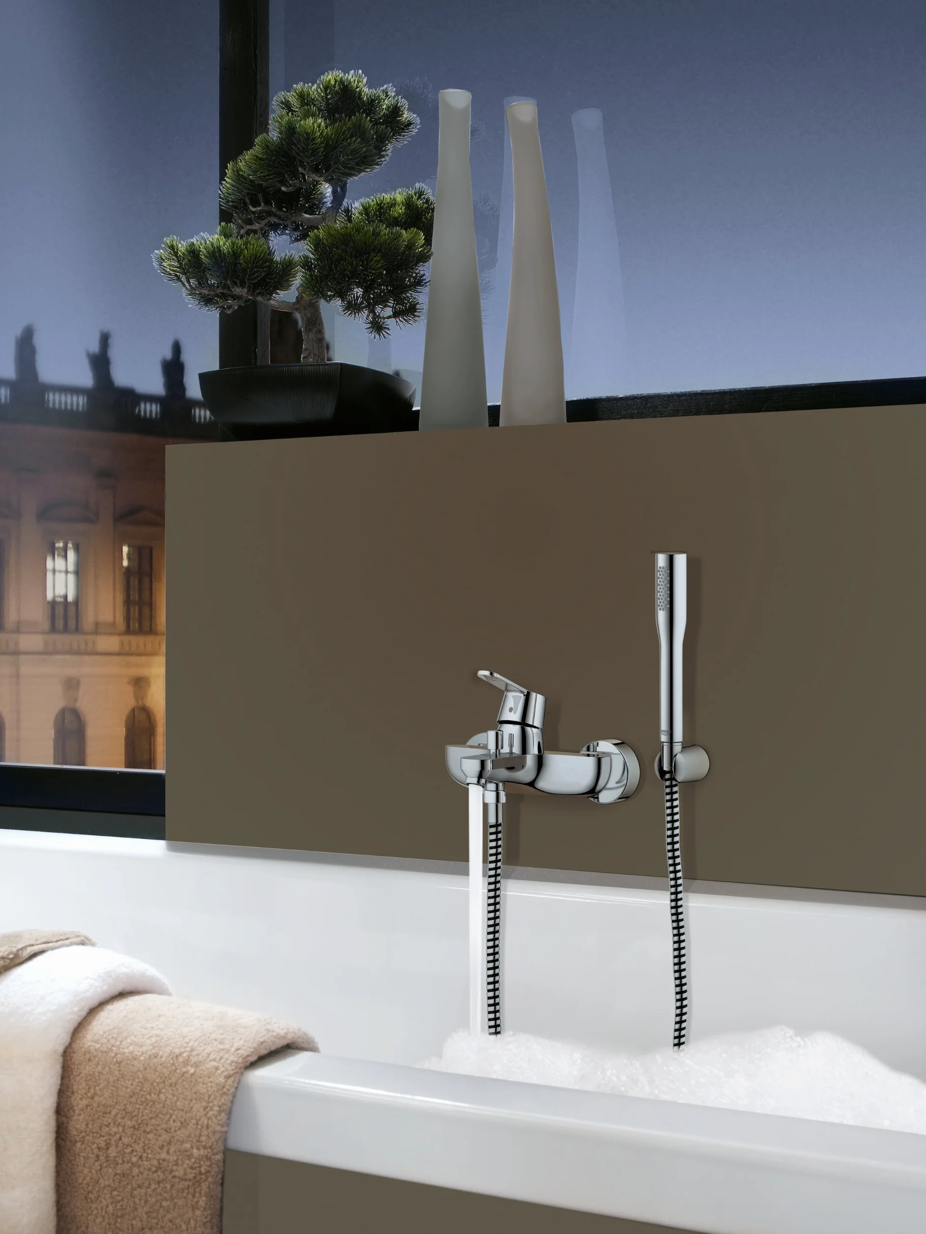 GROHE Get Quickfix jednouchwytowa bateria wannowa/prysznicowa, naścienna, metalowa dźwignia, chrom łatwy w montażu z GROHE Quickspanner 32887000