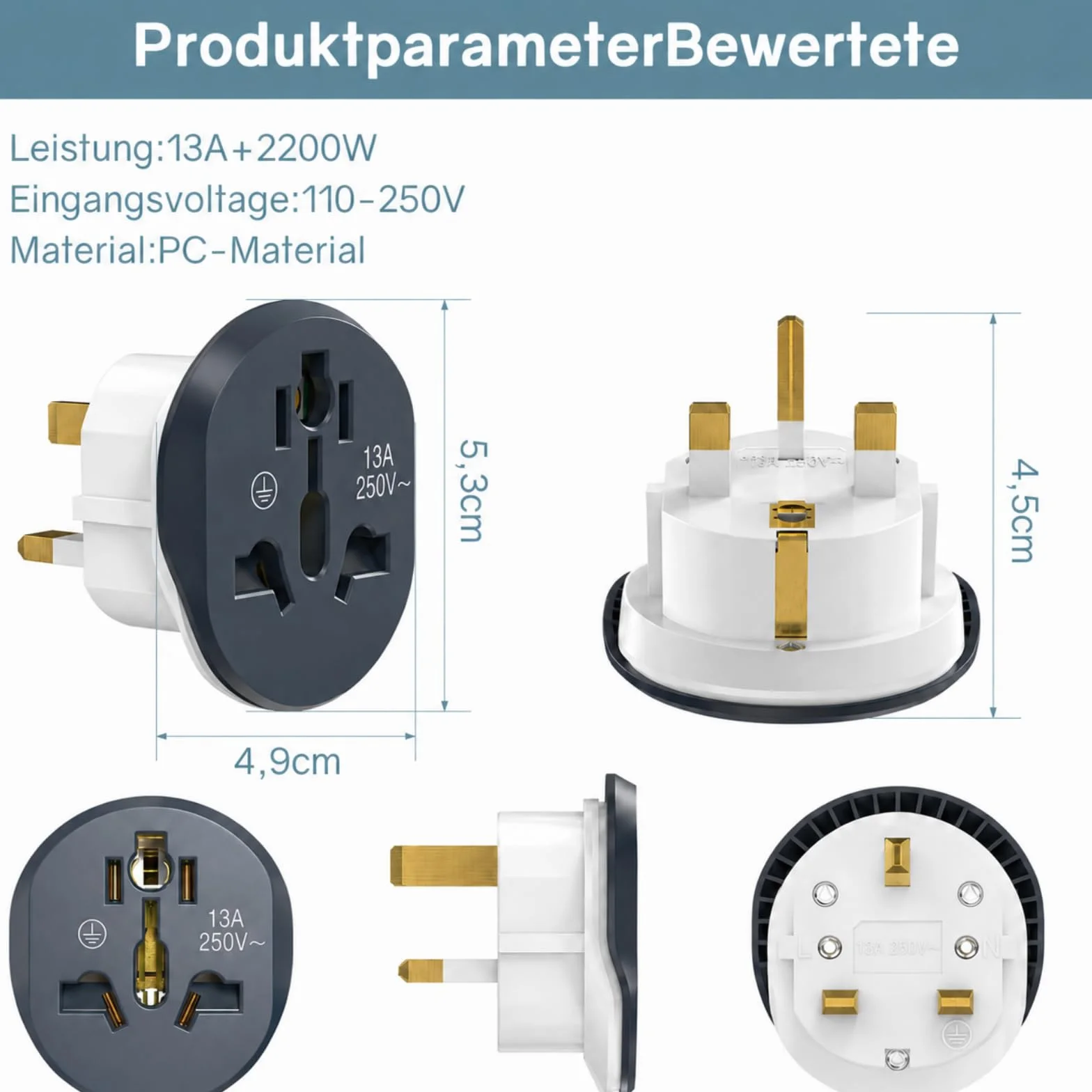 Uniwersalny adapter podróżny UK typu G do gniazdka Anglia Niemcy USA Szwajcaria Chiny 2 sztuki