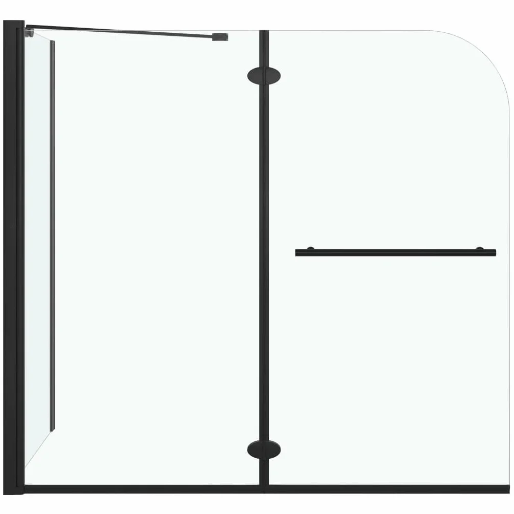 Nakładka na wannę, 2-krotnie składana, ESG, kabina prysznicowa z czarną ramą aluminiową 120 x 68 x 130 cm, ścianka prysznicowa z uchwytem na ręczniki, ścianka prysznicowa do wanny, wejścia
