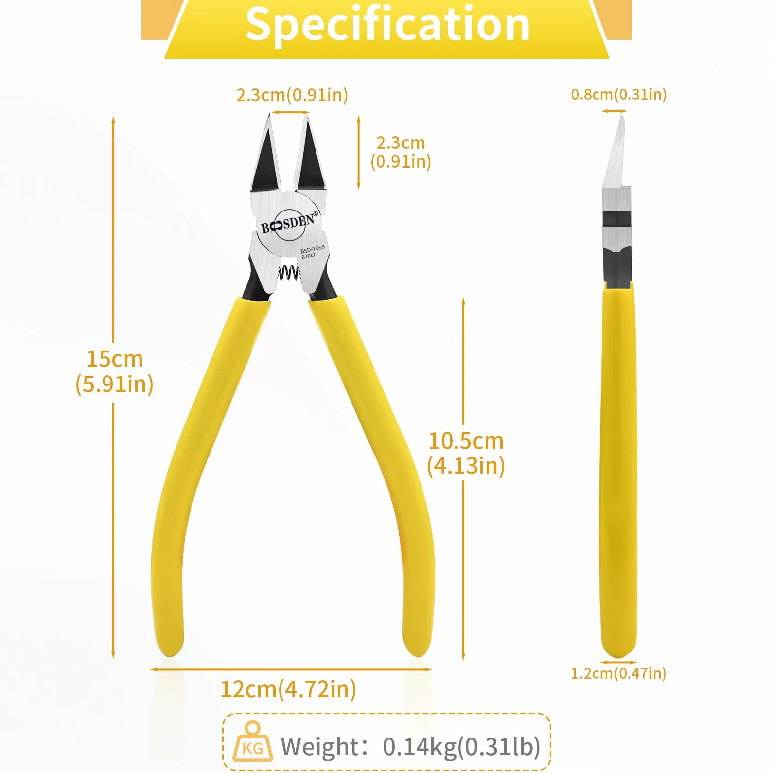 BOOSDEN Nożyce do drutu 15 cm, ultra ostre szczypce sprężynowe, małe szczypce do cięcia bocznego, frezy do drutu z kurczaka, przecinarki do wyrobu biżuterii, rzemiosła, kwiatów, DIY, elektryczne