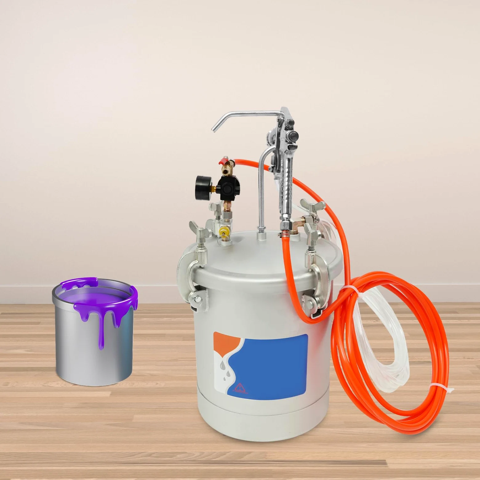 10 l, 2 galony zbiornik ciśnieniowy, pistolet natryskowy do malowania i dysza 3 mm, 2 węże, 45 do 60 psi, kolorowy zbiornik ciśnieniowy do przemysłowego malarstwa komercyjnego, kolorowa farba