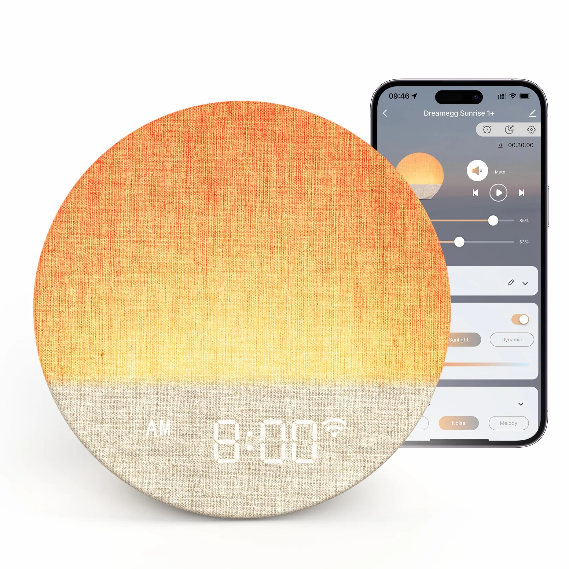 Dreamegg Sunrise 1 Reveil Lumineux Machine à Bruit Blanc 34 Sons Apaisants