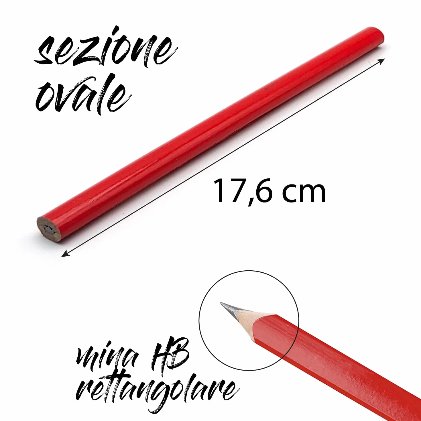 4 SZTUK Owalny Ołówek Stolarski, HB 176 mm, Lapis Mason i Stolarz z Mina Prostokątny, do Profesjonalnego Zastosowania w Obróbce Drewna i Kamienie