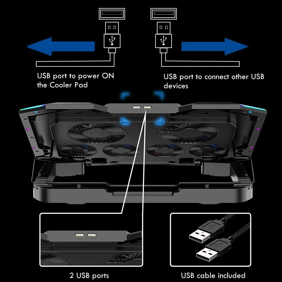 EWENT BAZA NOTEBOOK Z 6 regulowanymi i RGB WENTYLATORAMI
