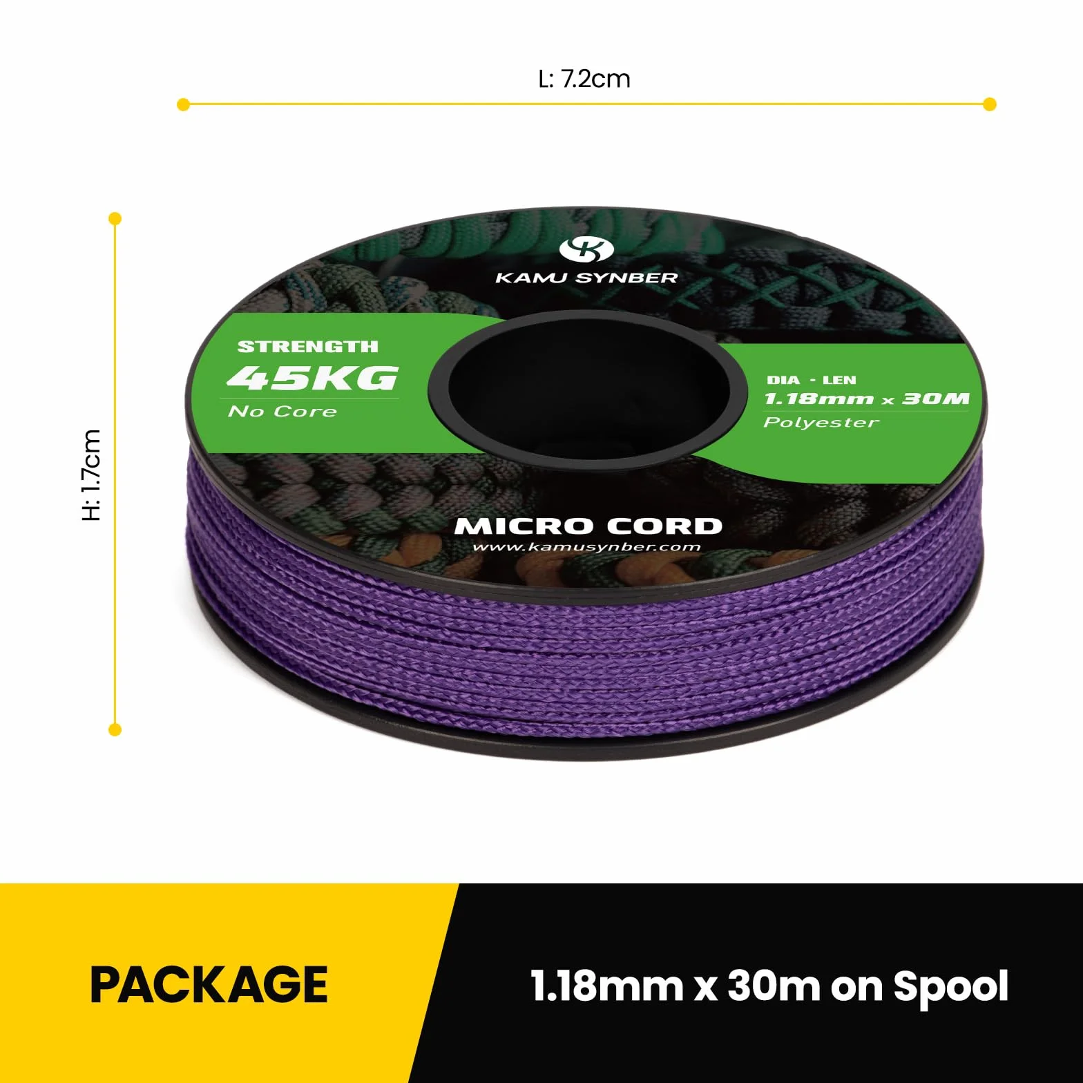 Mikro Sznurek 1.18mm Paracord Pleciony Linka 30m Szpula do Bransoletek, Biżuteria, Rzemiosło | Wsparcie 45kg | Fioletowy