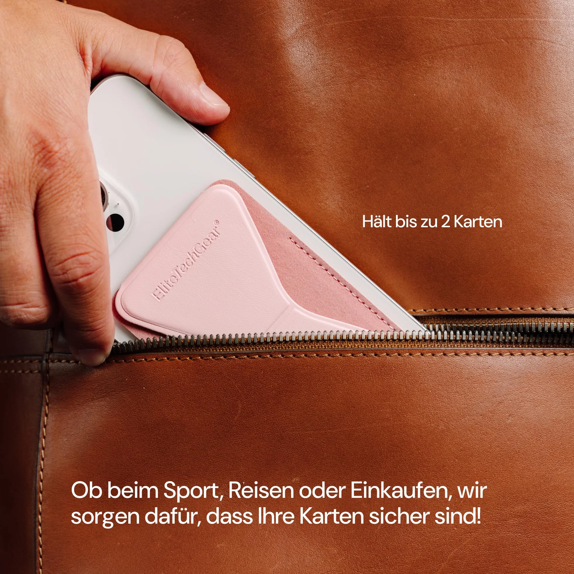Elite Tech Gear Portfel na telefon z regulowanym stojakiem - Etui samoprzylepne na karty kredytowe kompatybilne z iPhone i Android