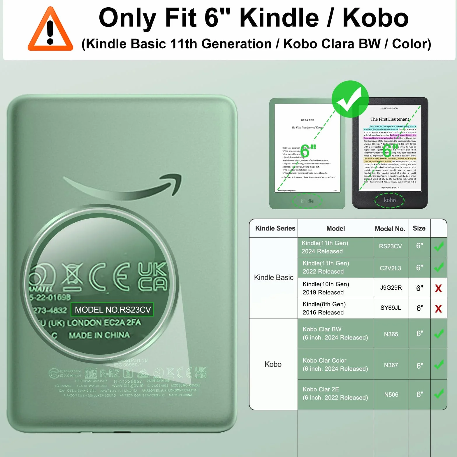 MoKo 2 Pack Antiglare Screen Protector for 6" All-New Kindle Basic 11th Generation 2024/2022, Kobo Clara, PocketBook, Matte PET Film