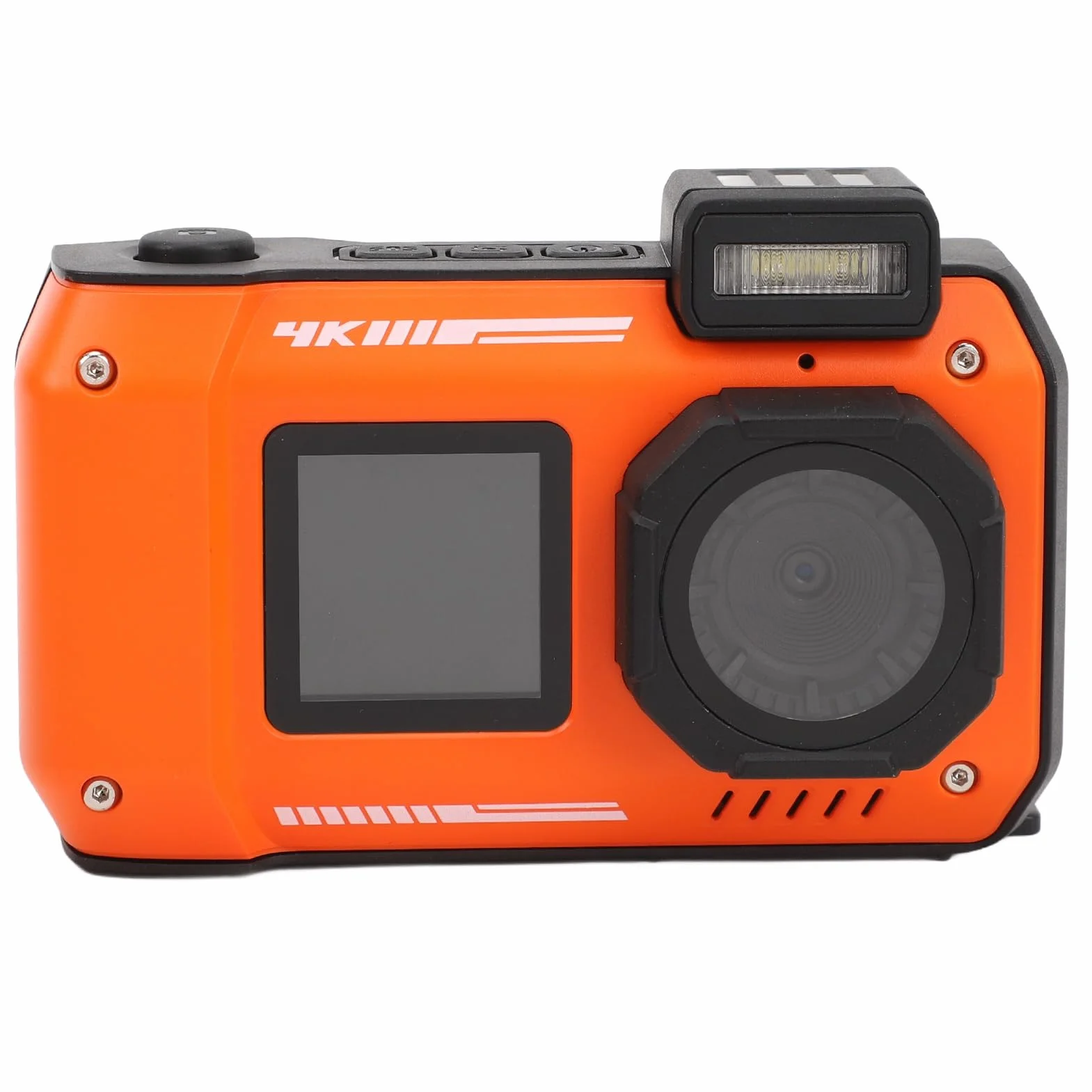 Aparat Podwodny 65 MP 4K Wodoodporny Cyfrowy 33 Stóp Autofokus Selfie Podwójny Ekran Zoom 18X (ORANGE)