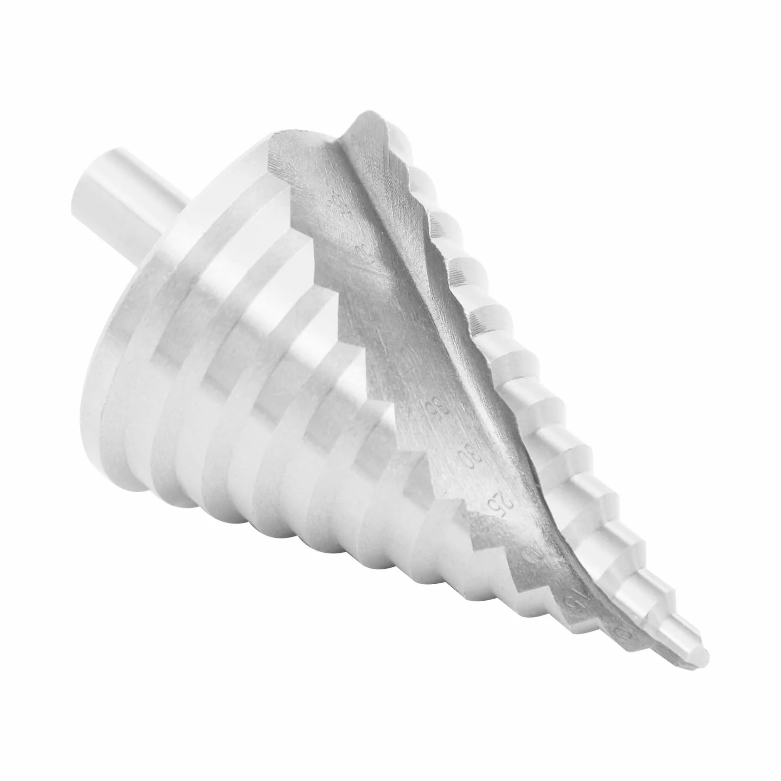 OUKANING Powlekane tytanem wiertło stopniowe 6-60 mm, wielofunkcyjne wiertło 12 w 1 z chwytem trójkątnym i rowkami spiralnymi, do wiercenia w PCV, drewnie, tworzywie sztucznym, w zestawie 12 rozmiarów