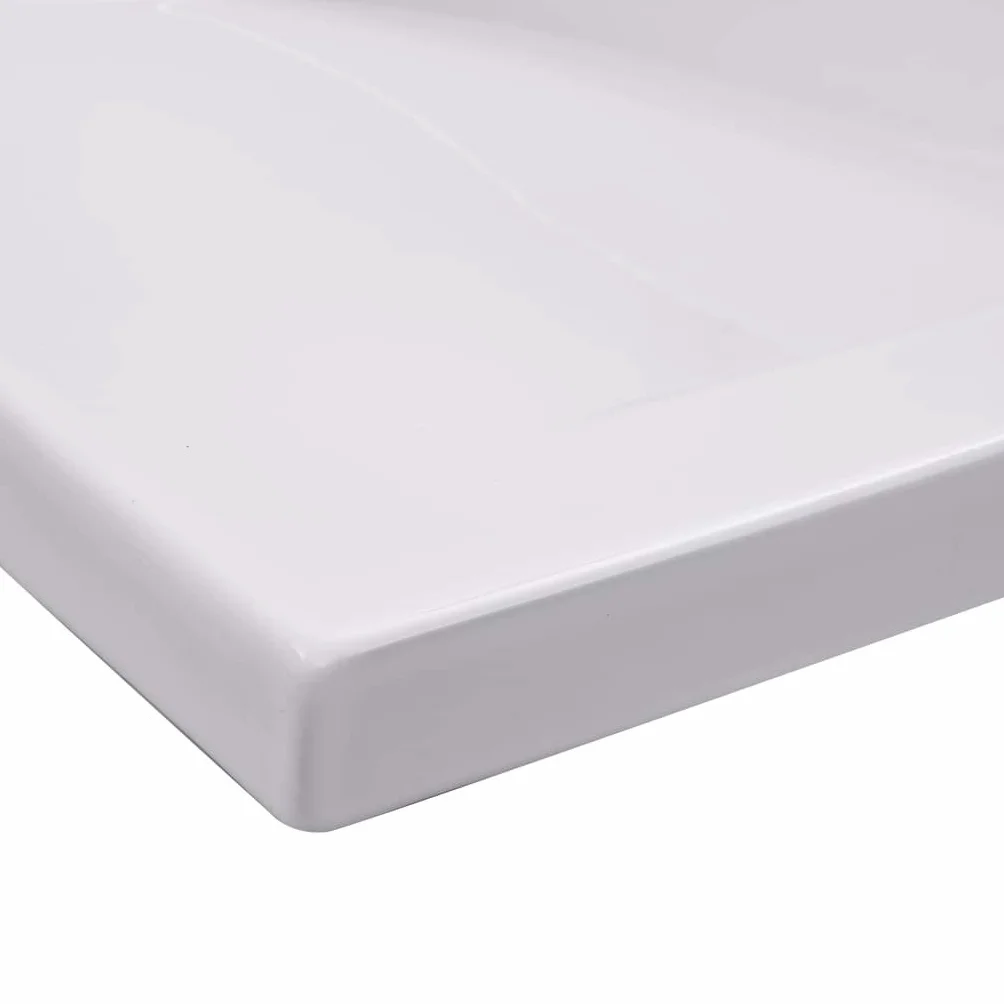 Umywalka wpuszczana 101 x 39,5 x 18,5 cm Ceramiczna biała | Z przepełnieniem, oszkloną powierzchnią, łatwy do czyszczenia, współczesny design
